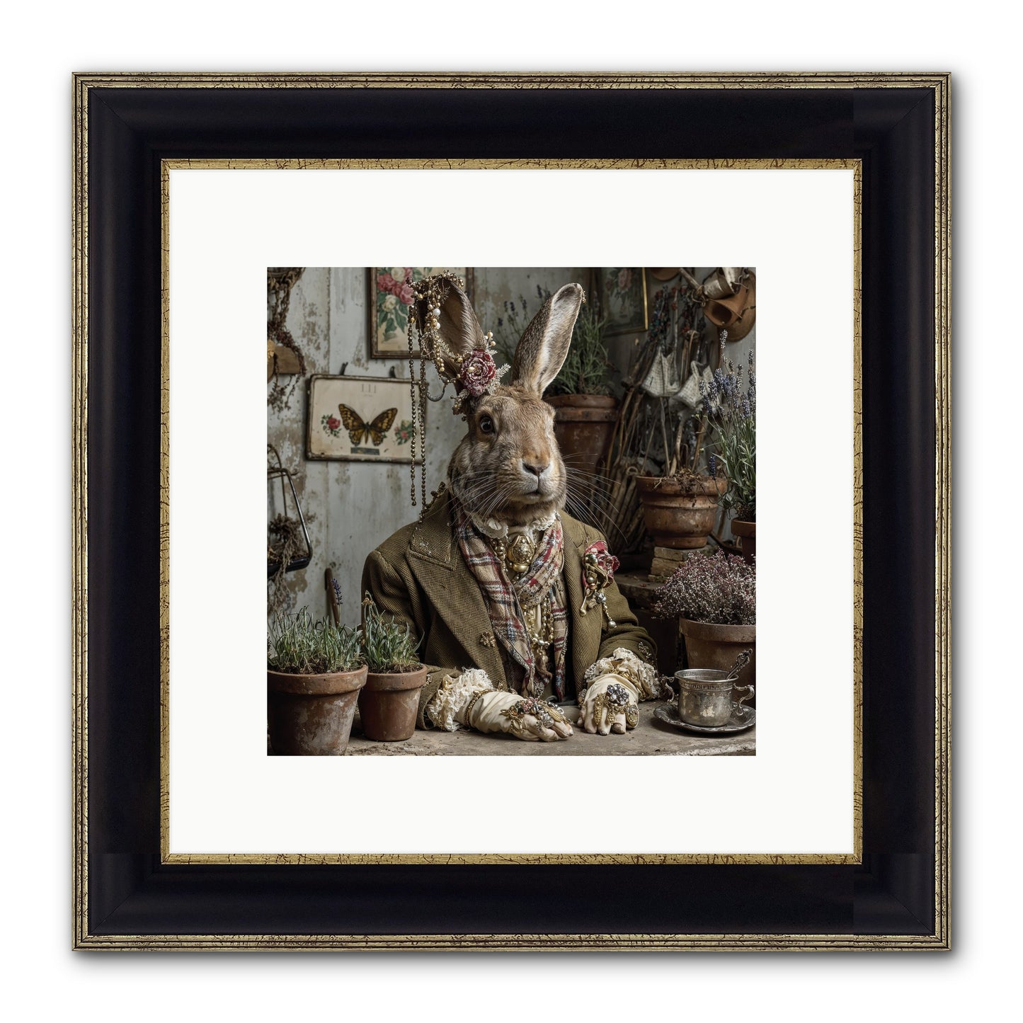 Lavender Weather Framed Print - Black & Gold 10x10