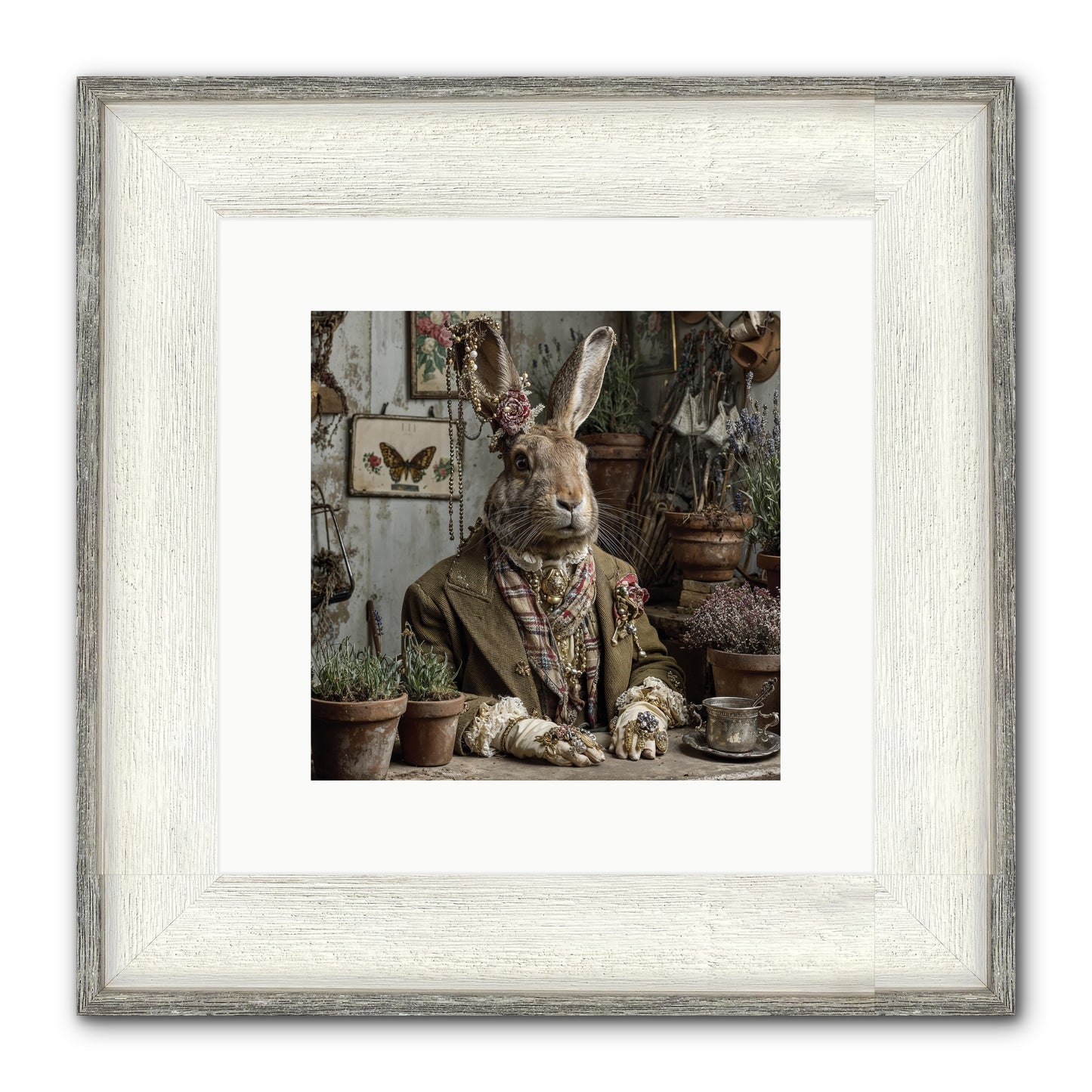 Lavender Weather Framed Print - Driftwood White 10x10