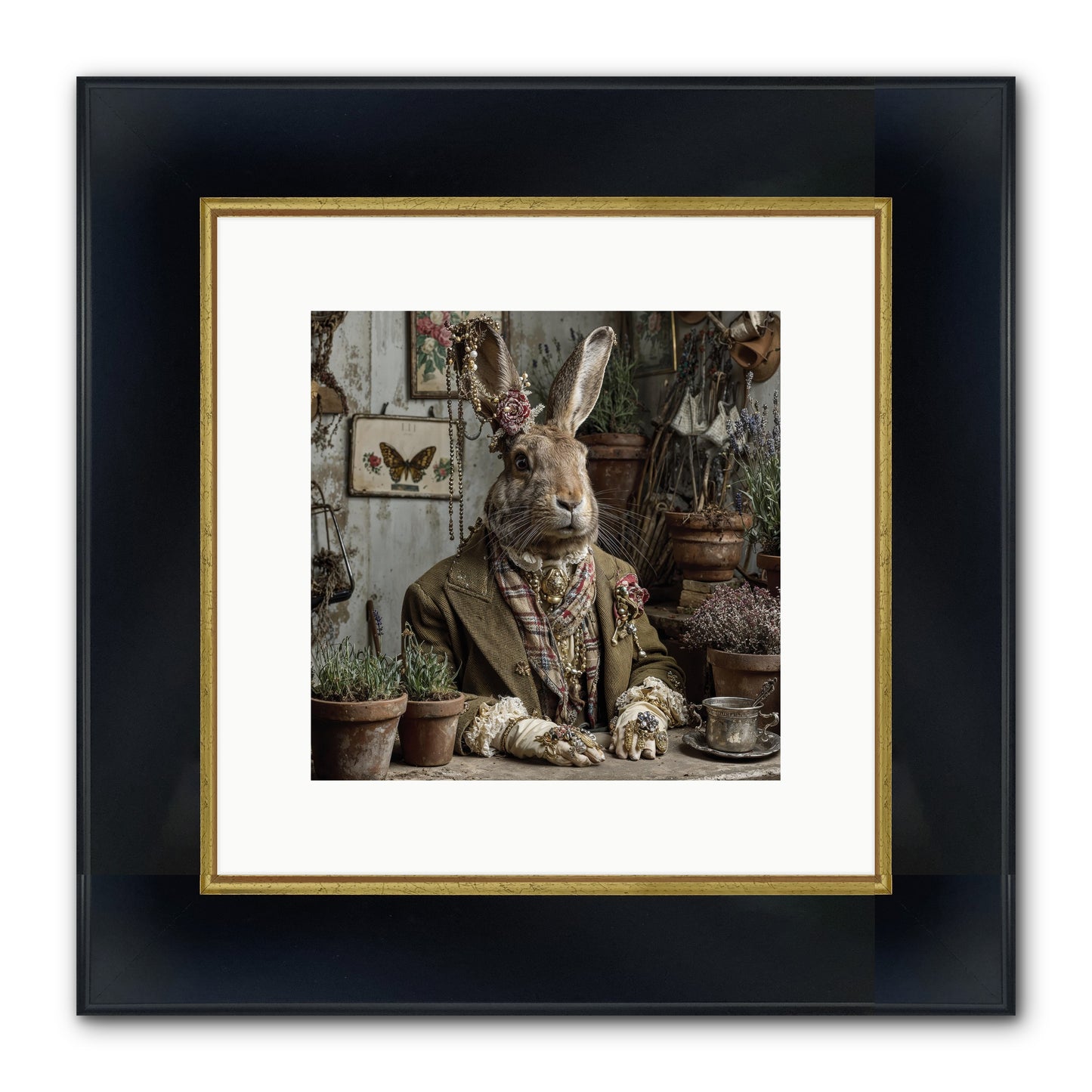Lavender Weather Framed Print - Wide Black w/Gold 10x10