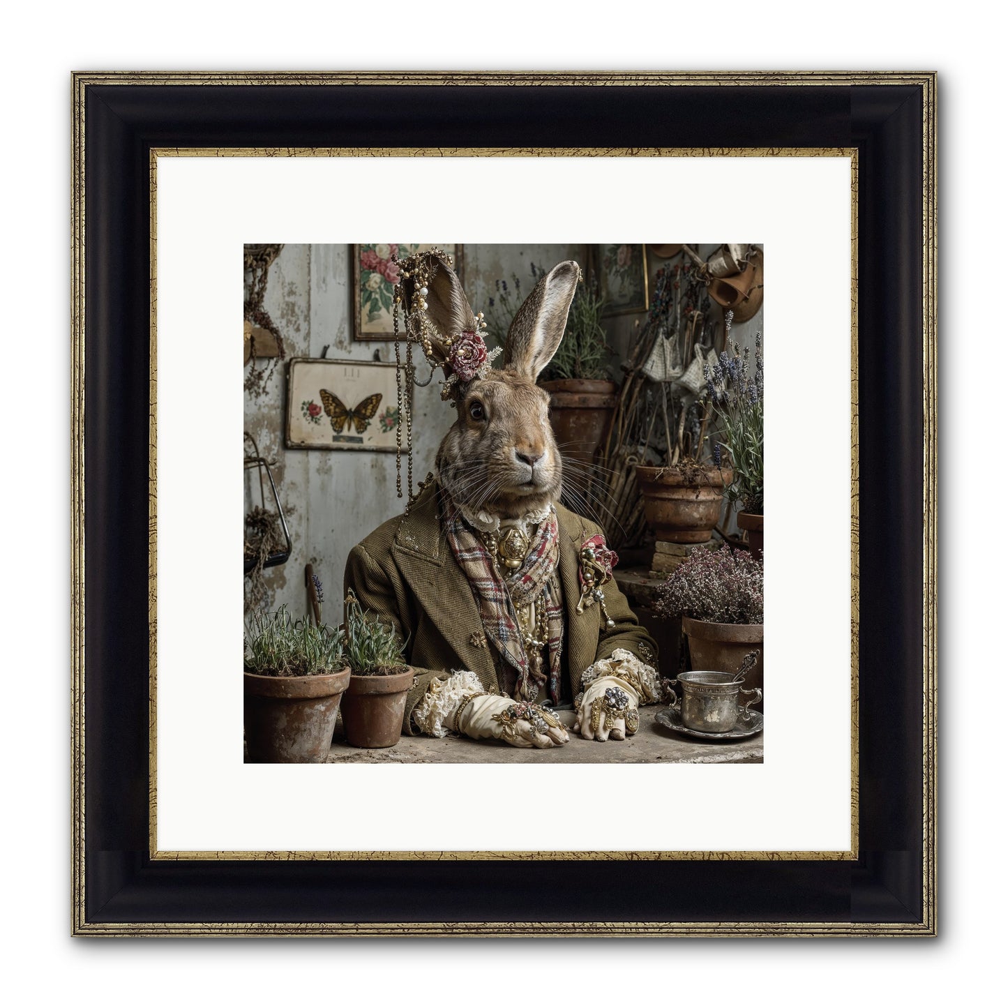 Lavender Weather Framed Print - Black & Gold 12x12