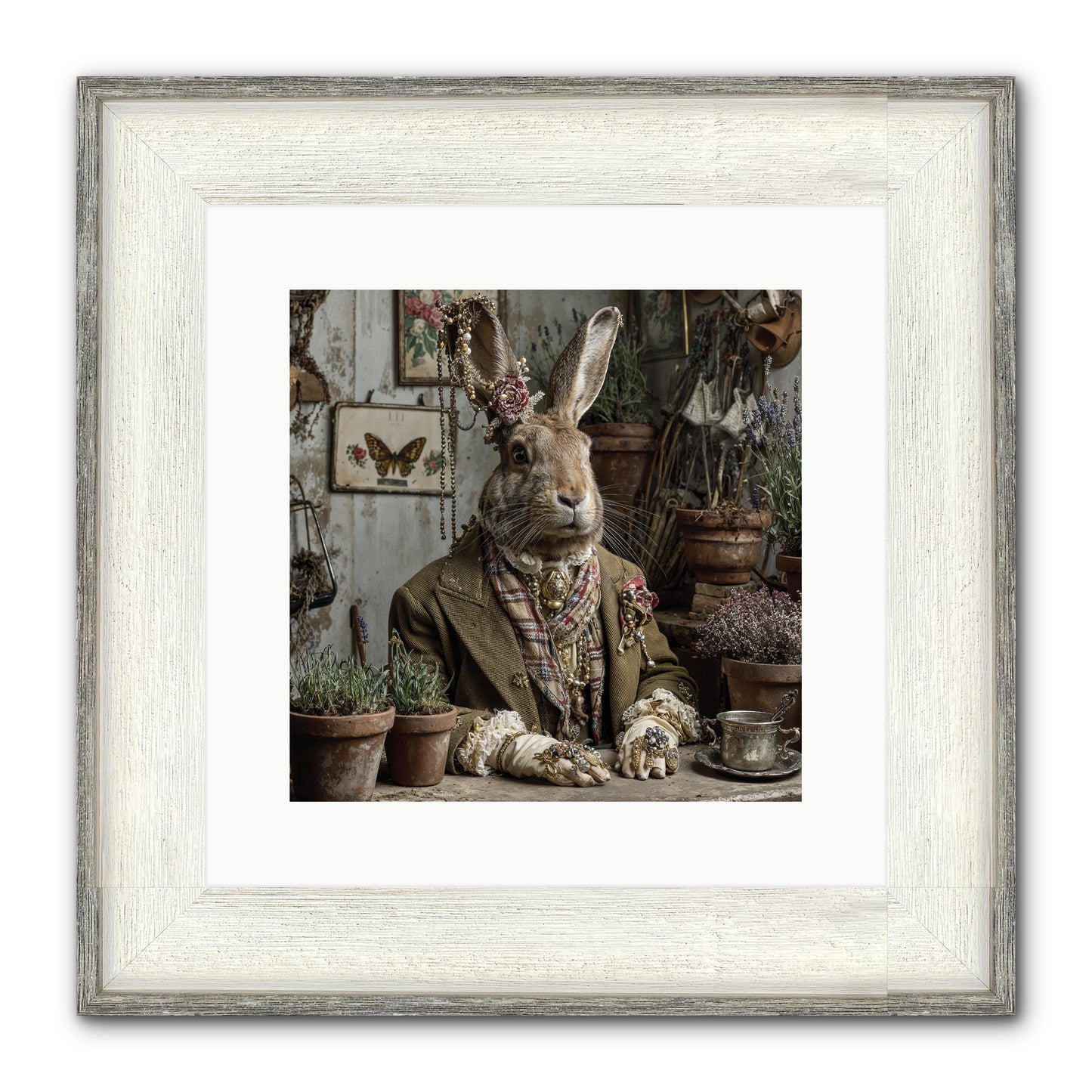 Lavender Weather Framed Print - Driftwood White 12x12