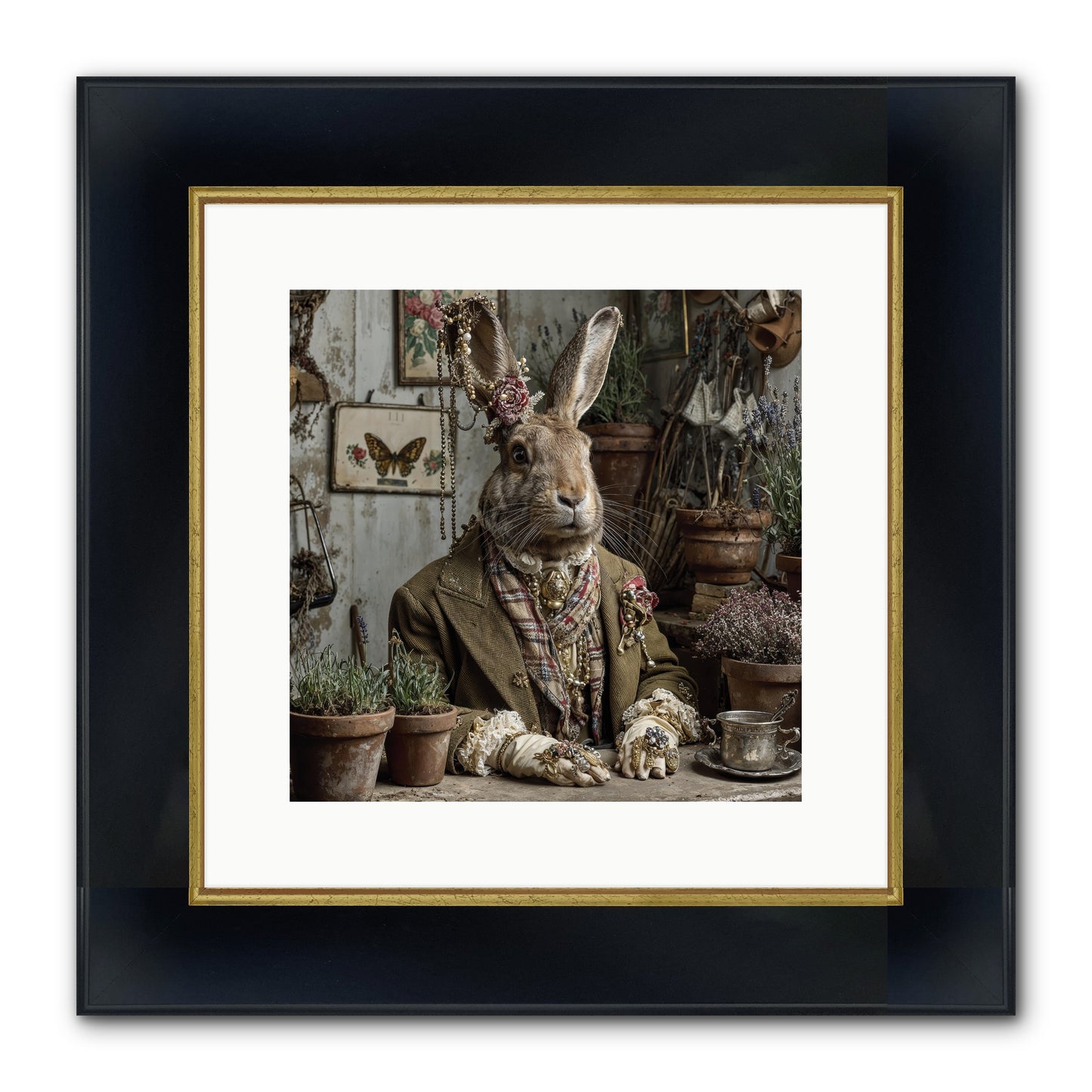 Lavender Weather Framed Print - Wide Black w/Gold 12x12