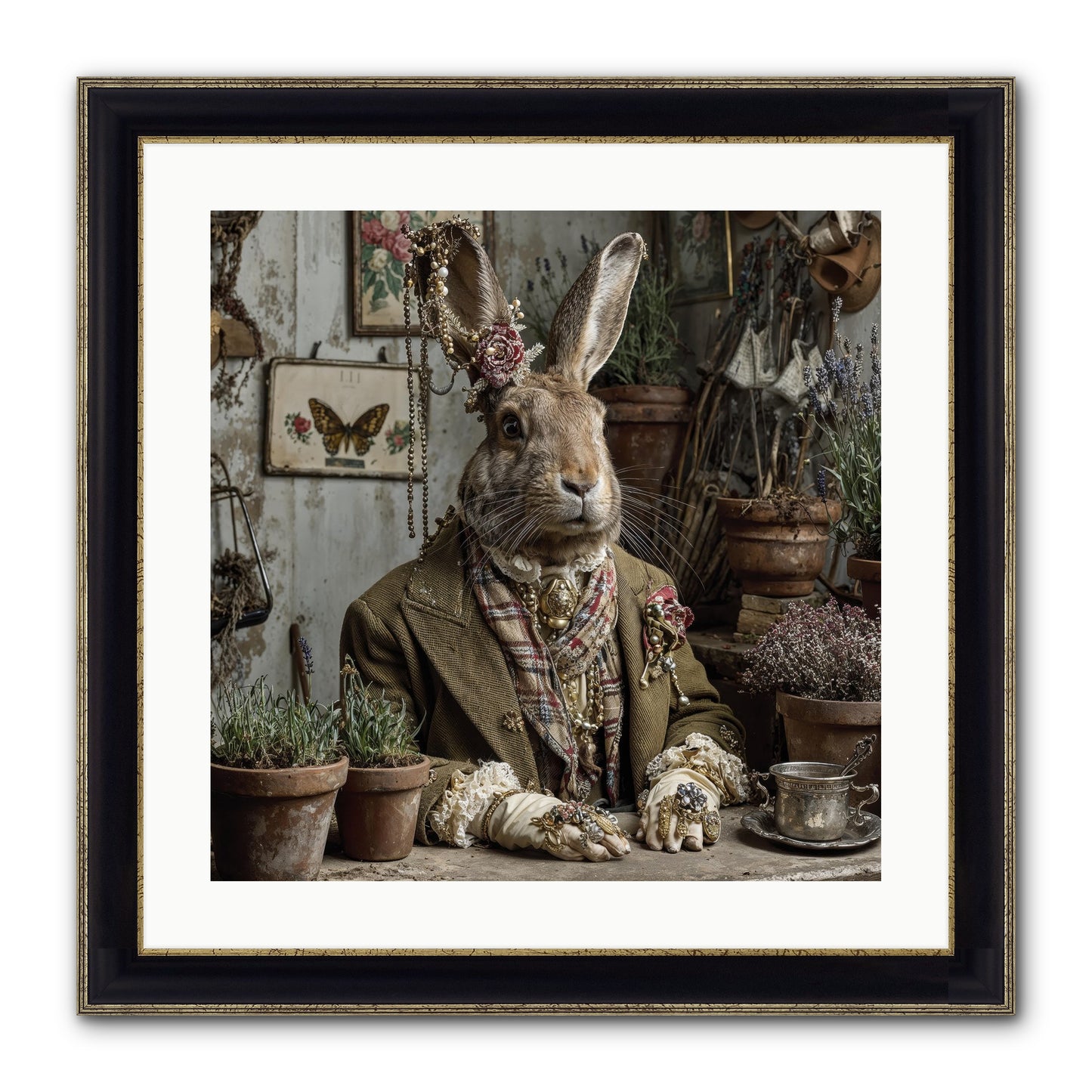 Lavender Weather Framed Print - Black & Gold 20x20