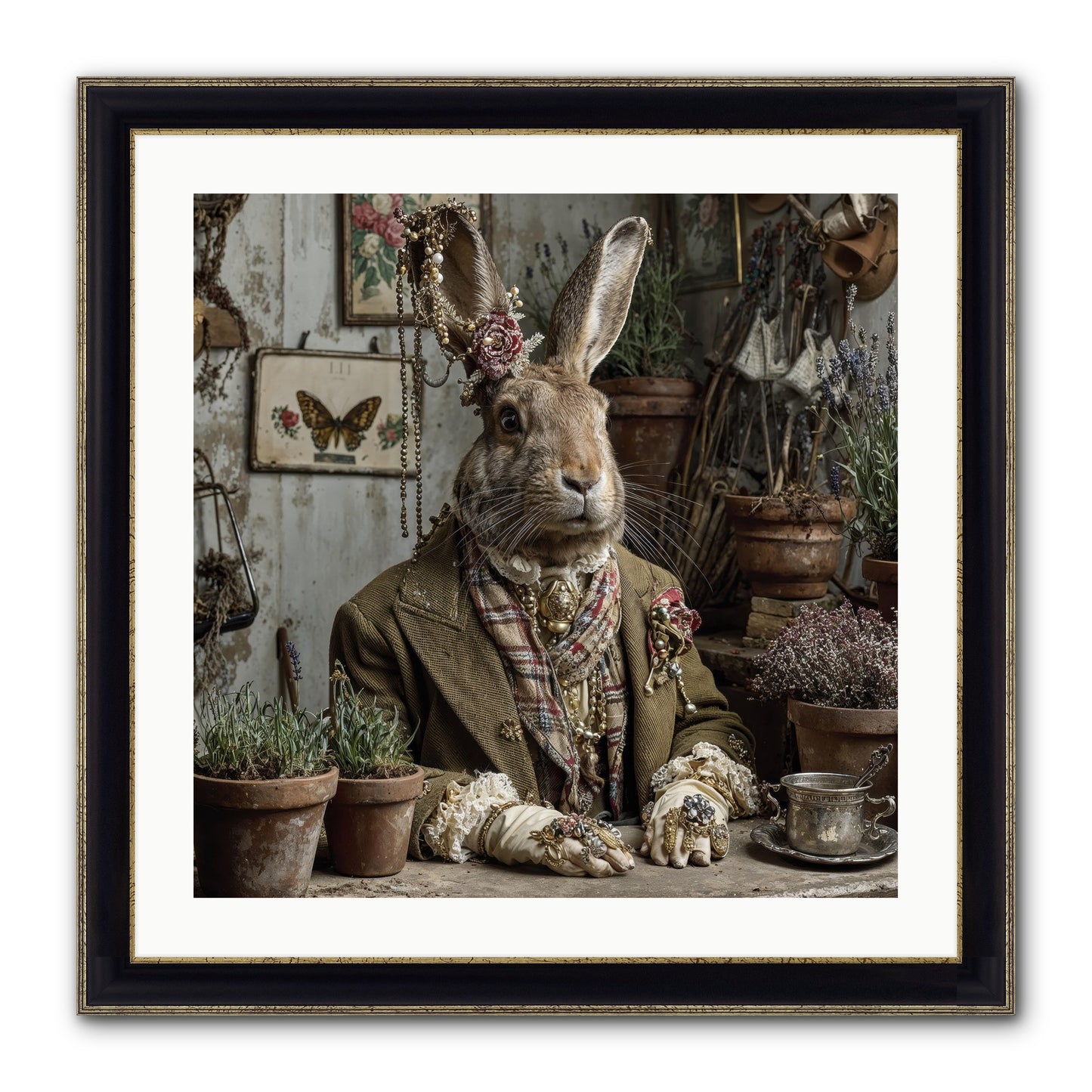 Lavender Weather Framed Print - Black & Gold 24x24
