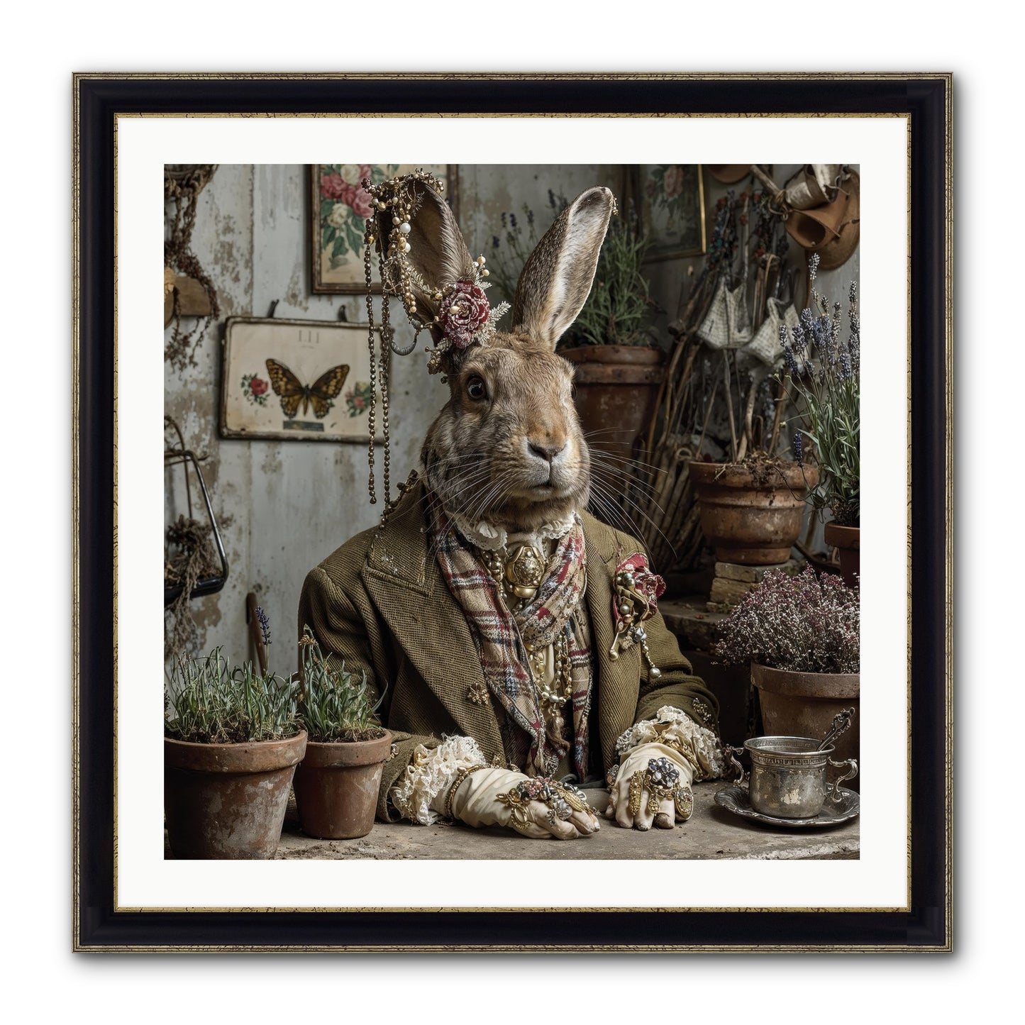 Lavender Weather Framed Print - Black & Gold 30x30