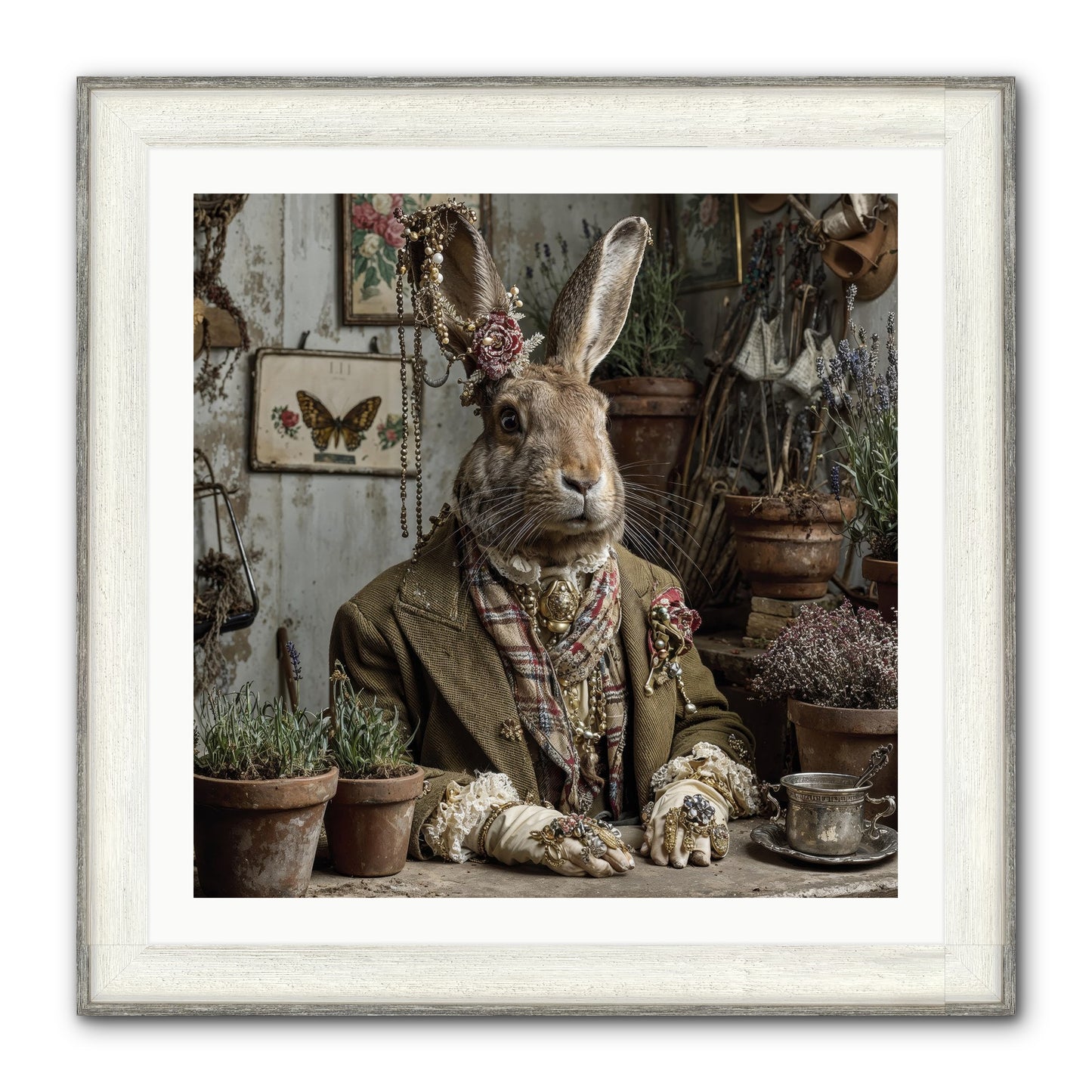 Lavender Weather Framed Print - Driftwood White 30x30