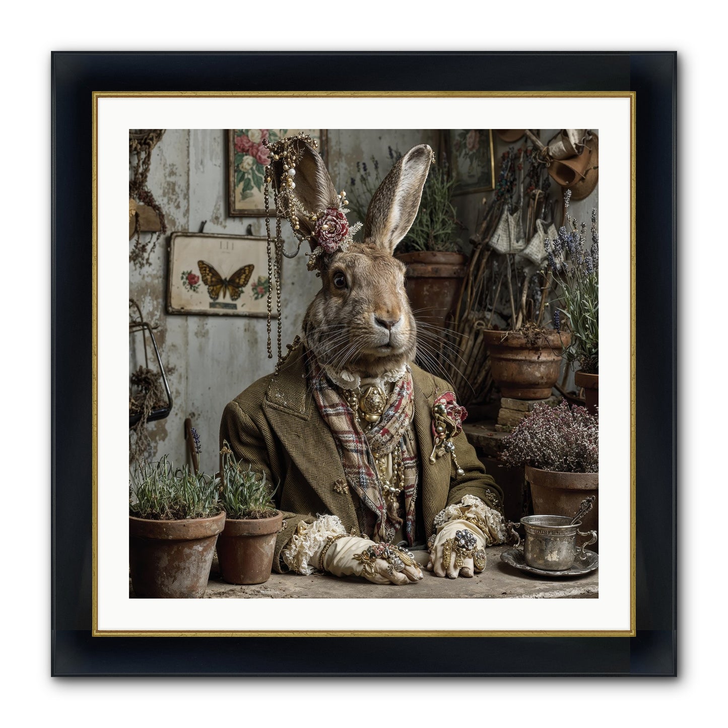Lavender Weather Framed Print - Wide Black w/Gold 30x30