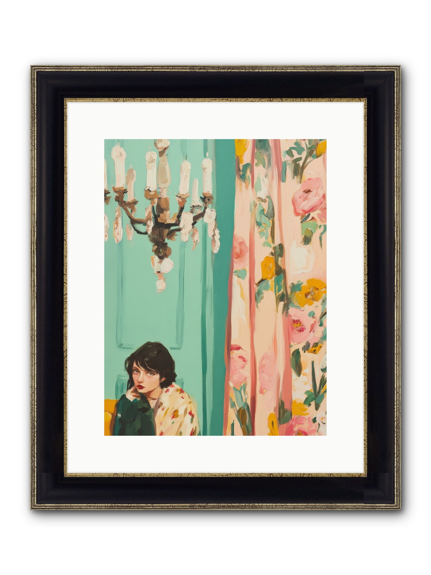 Lavinia Honeysuckle No.1 Framed Print - Black & Gold 12x16