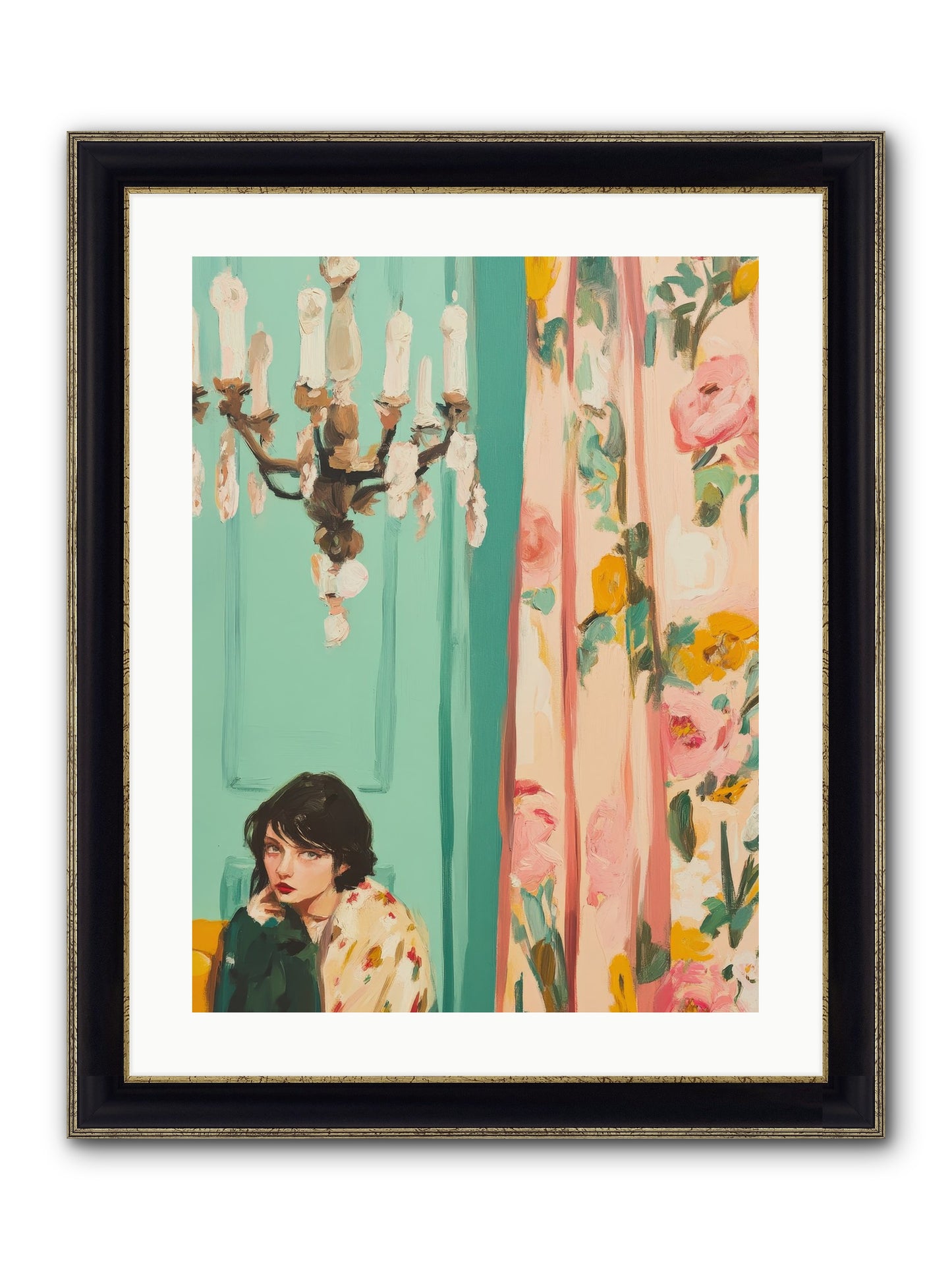 Lavinia Honeysuckle No.1 Framed Print - Black & Gold 18x24