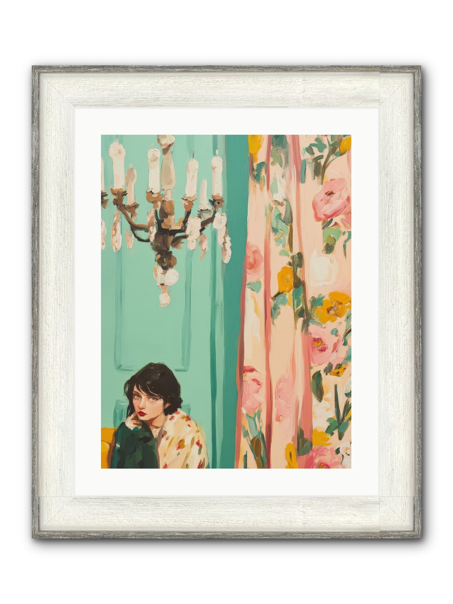 Lavinia Honeysuckle No.1 Framed Print - Driftwood White 18x24