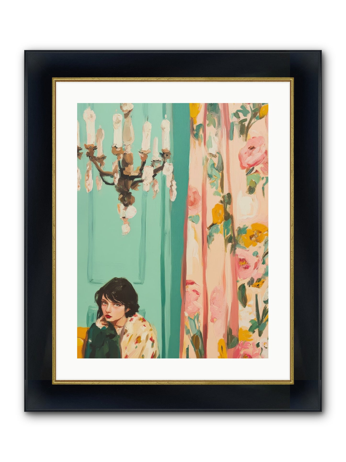 Lavinia Honeysuckle No.1 Framed Print - Wide Black w/Gold 18x24