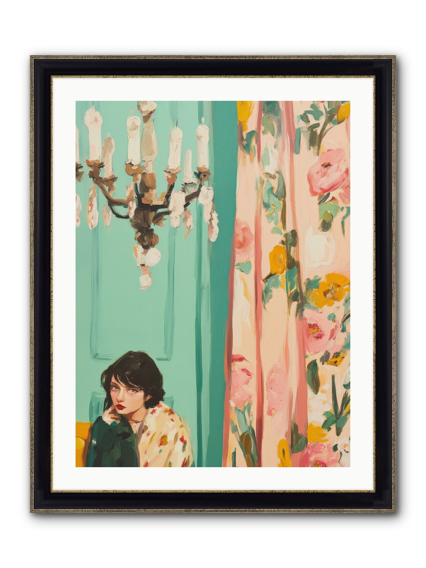 Lavinia Honeysuckle No.1 Framed Print - Black & Gold 24x32