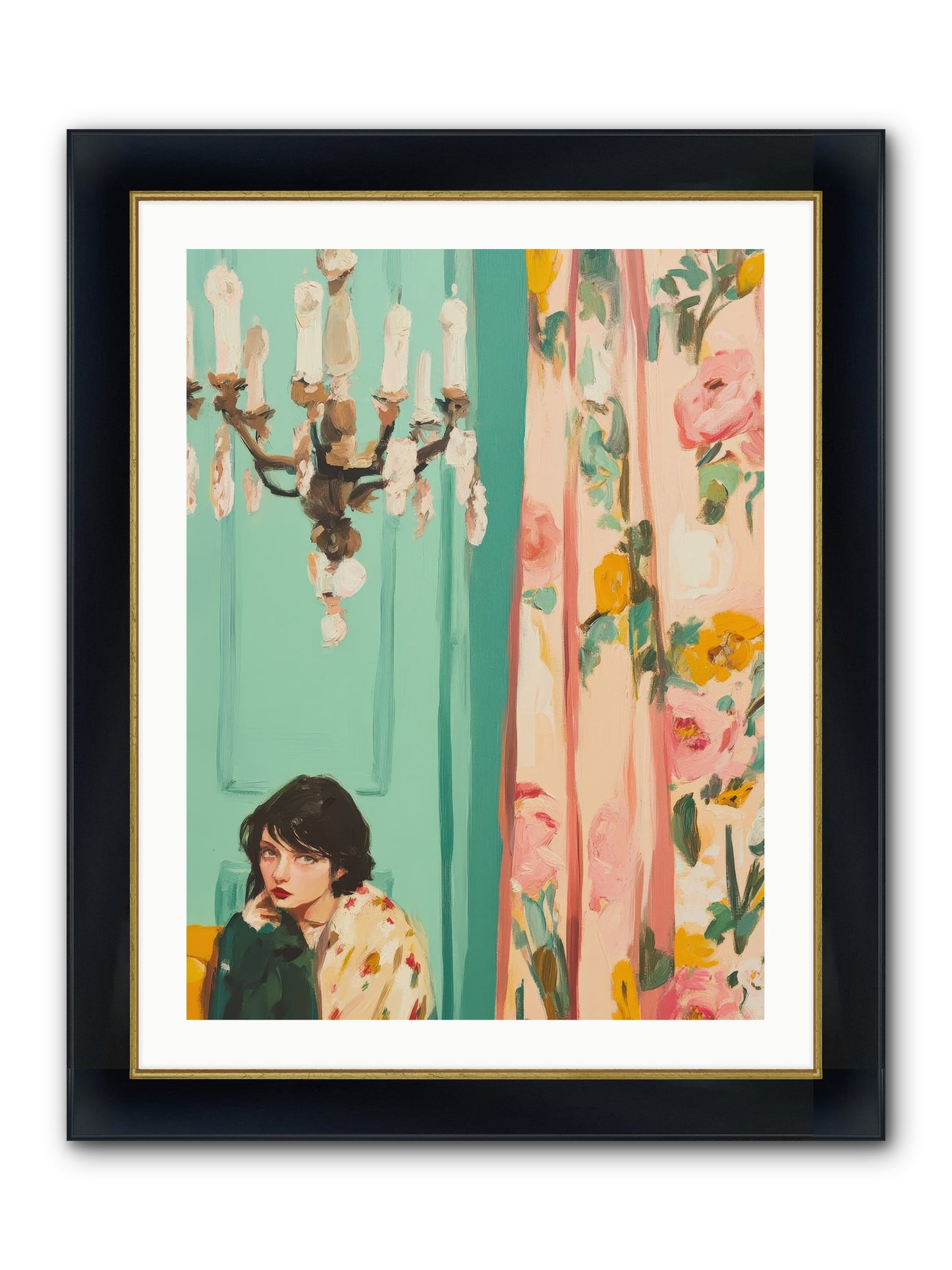Lavinia Honeysuckle No.1 Framed Print - Wide Black w/Gold 24x32
