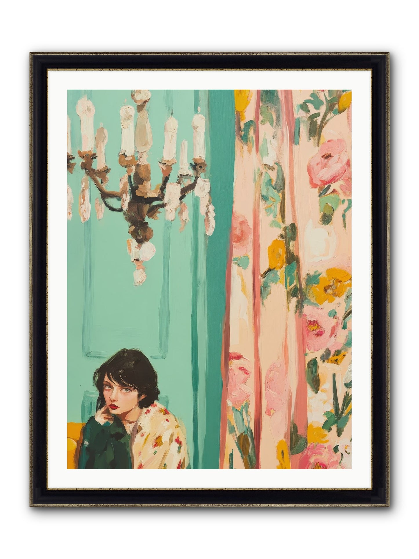 Lavinia Honeysuckle No.1 Framed Print - Black & Gold 30x40
