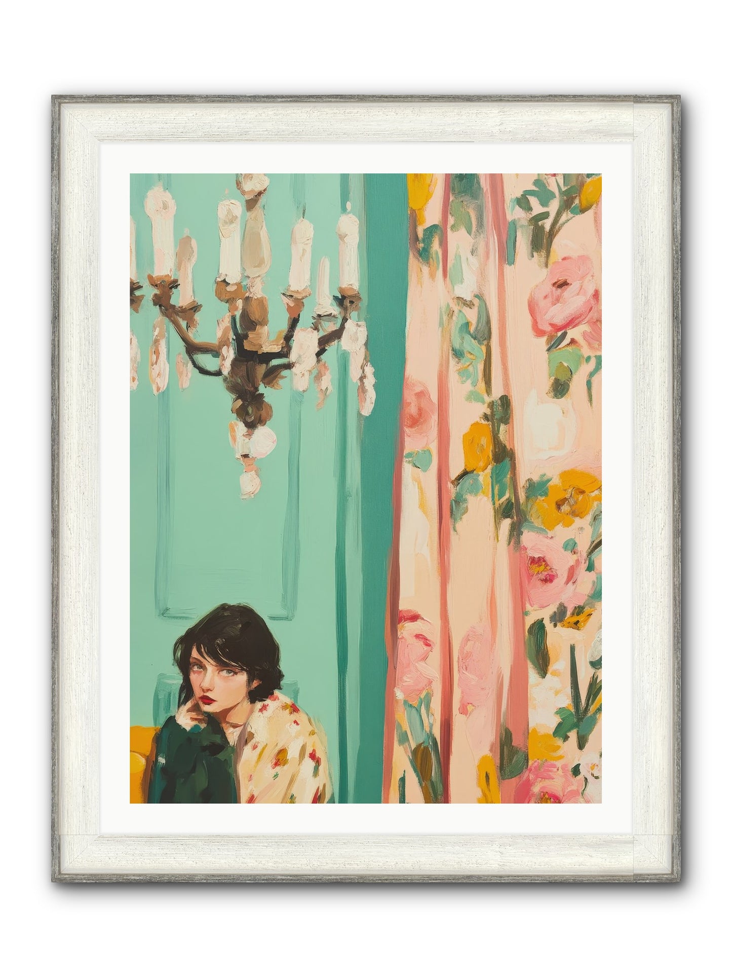 Lavinia Honeysuckle No.1 Framed Print - Driftwood White 30x40