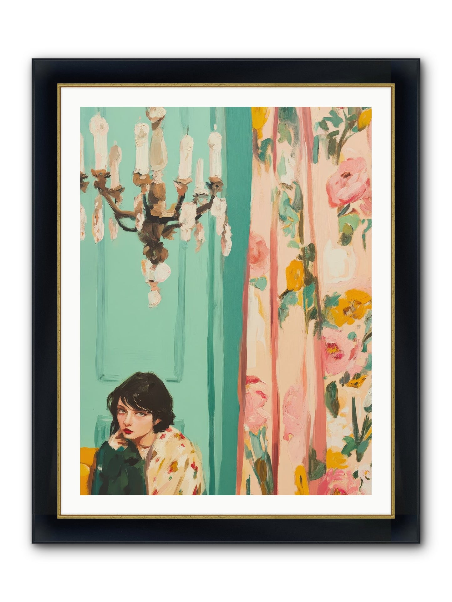 Lavinia Honeysuckle No.1 Framed Print - Wide Black w/Gold 30x40