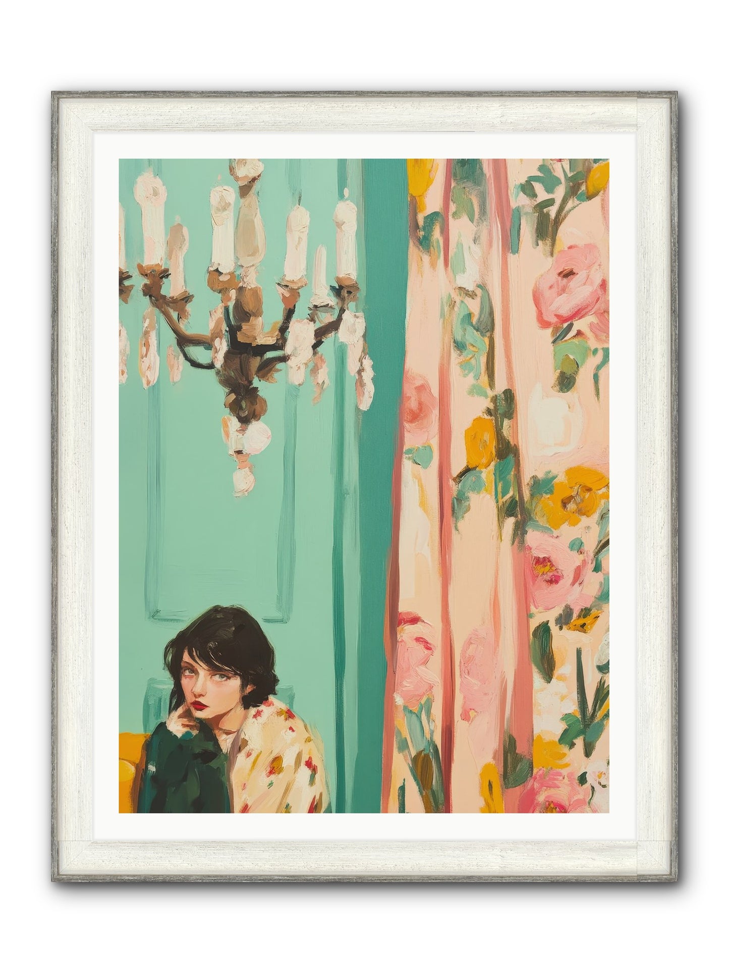 Lavinia Honeysuckle No.1 Framed Print - Driftwood White 36x48