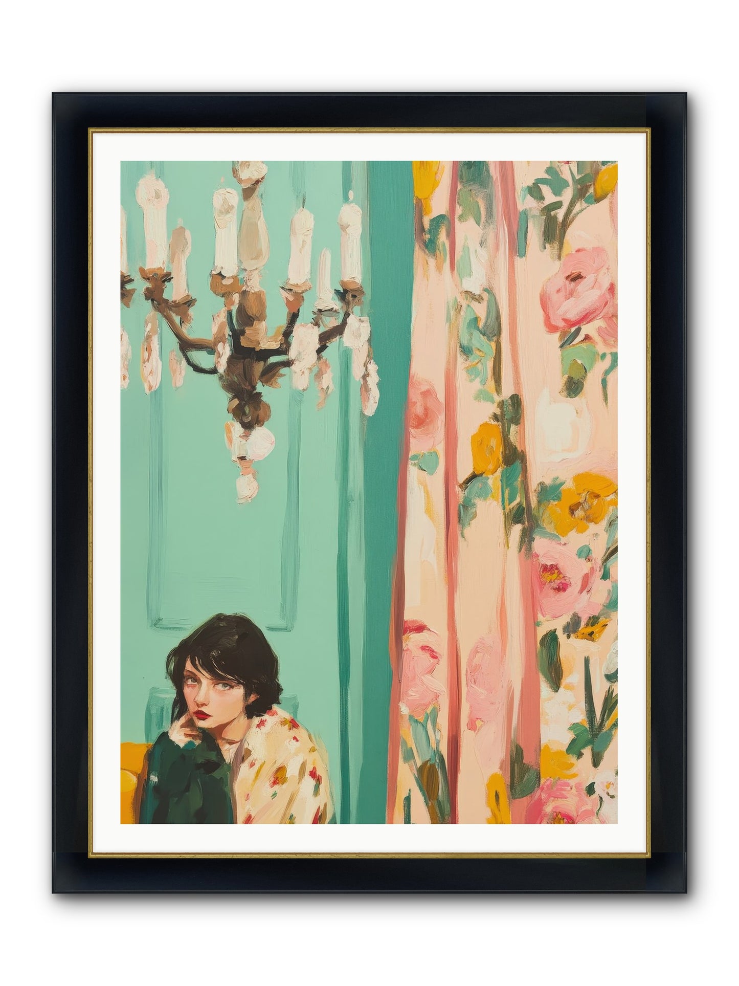 Lavinia Honeysuckle No.1 Framed Print - Wide Black w/Gold 36x48