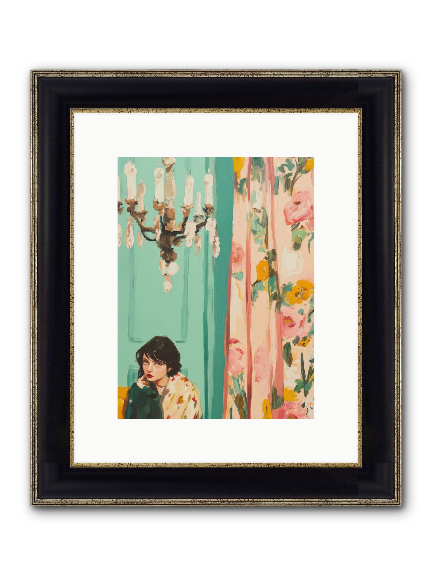 Lavinia Honeysuckle No.1 Framed Print - Black & Gold 9x12