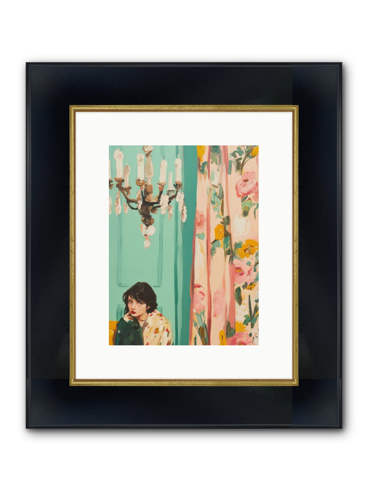 Lavinia Honeysuckle No.1 Framed Print - Wide Black w/Gold 9x12