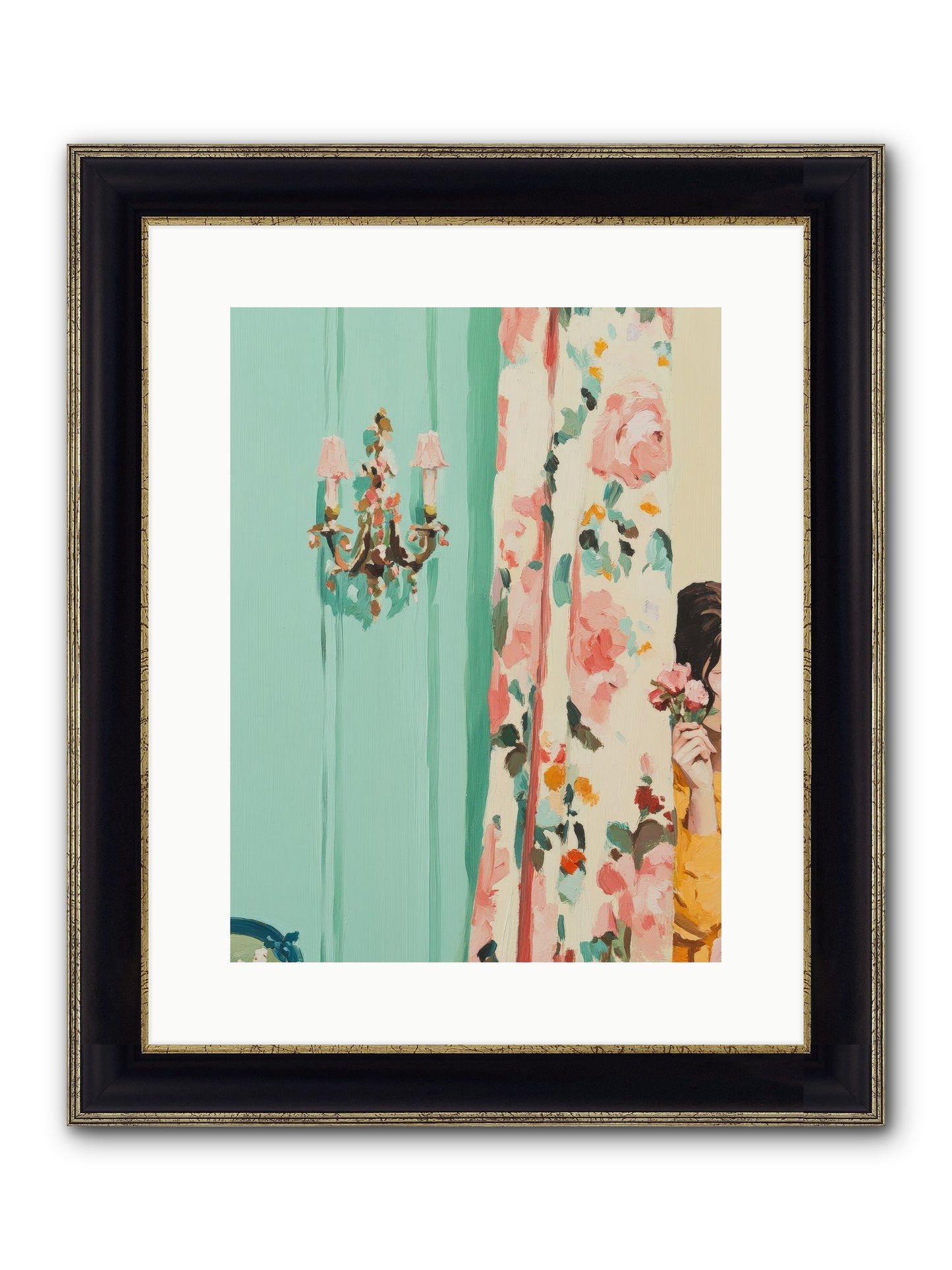 Lavinia Honeysuckle No.2 Framed Print - Black & Gold 12x16