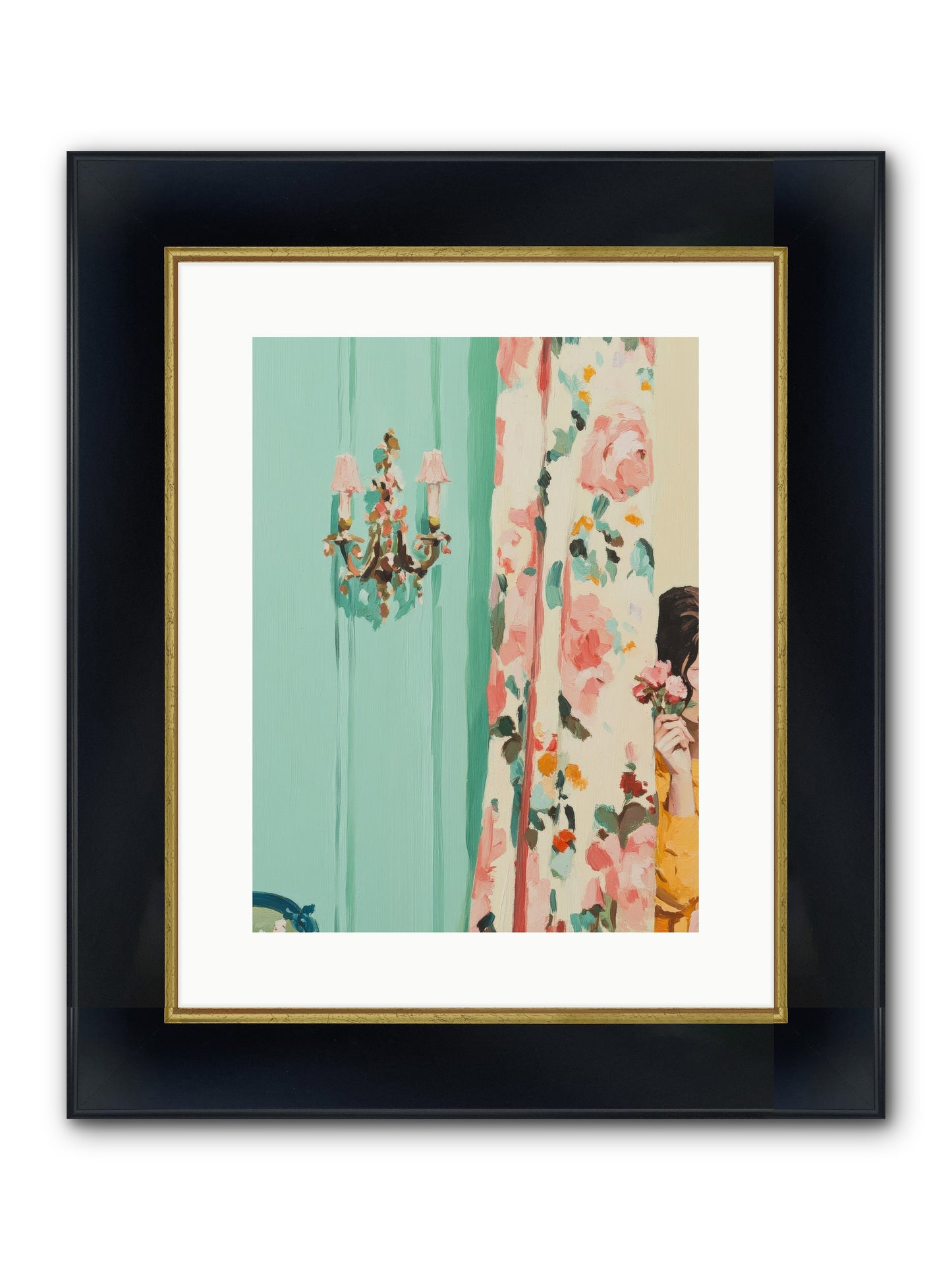 Lavinia Honeysuckle No.2 Framed Print - Wide Black w/Gold 12x16