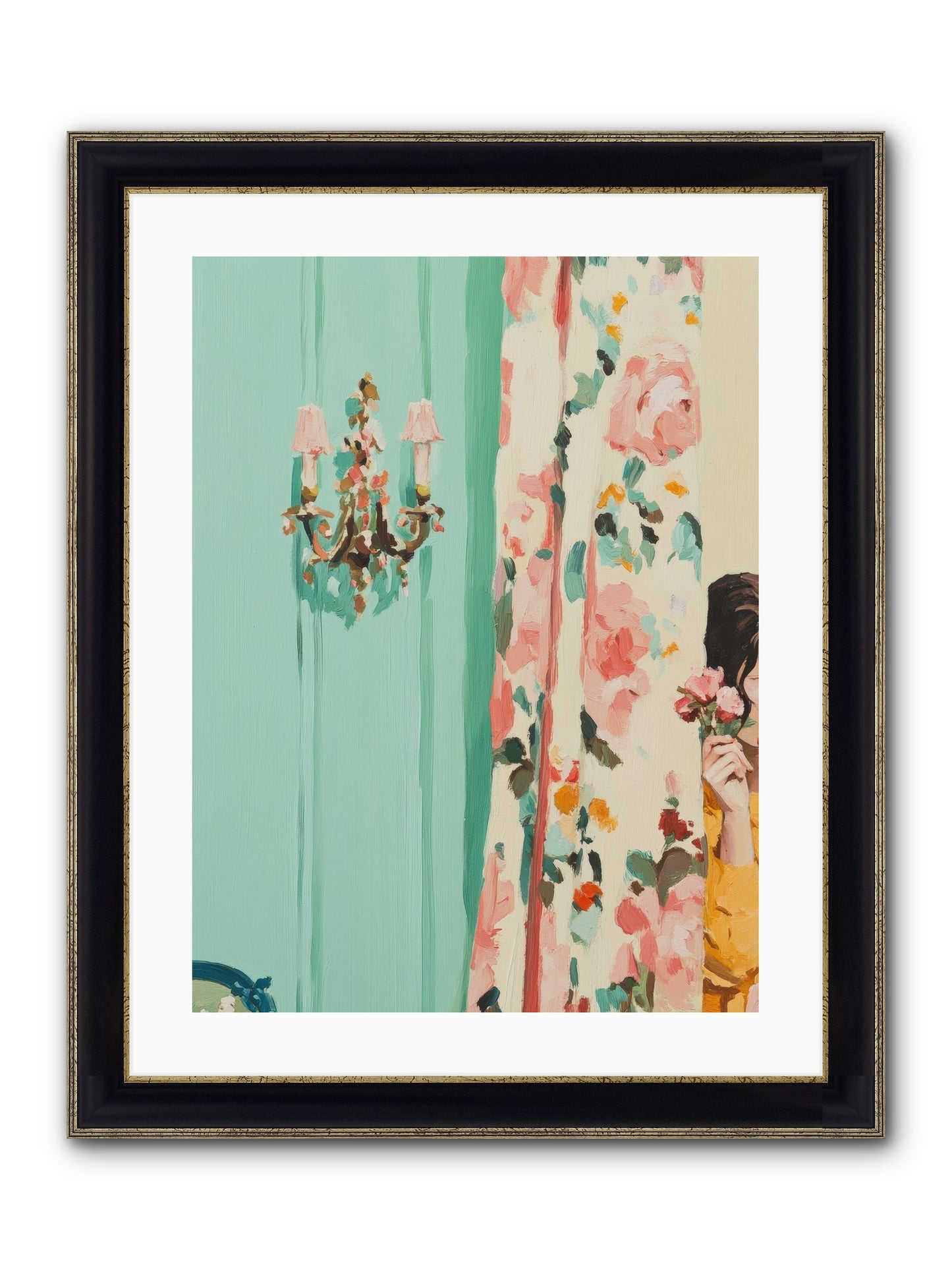 Lavinia Honeysuckle No.2 Framed Print - Black & Gold 18x24