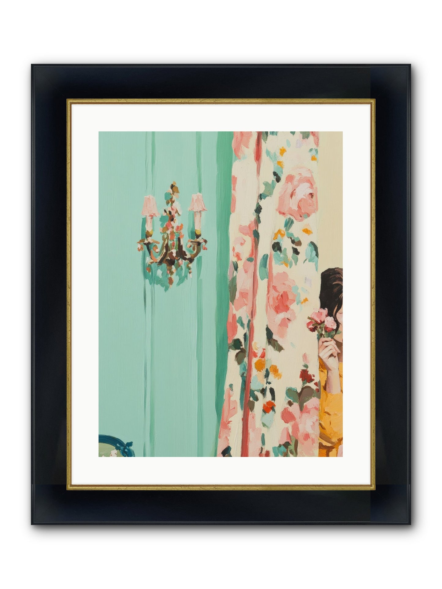 Lavinia Honeysuckle No.2 Framed Print - Wide Black w/Gold 18x24