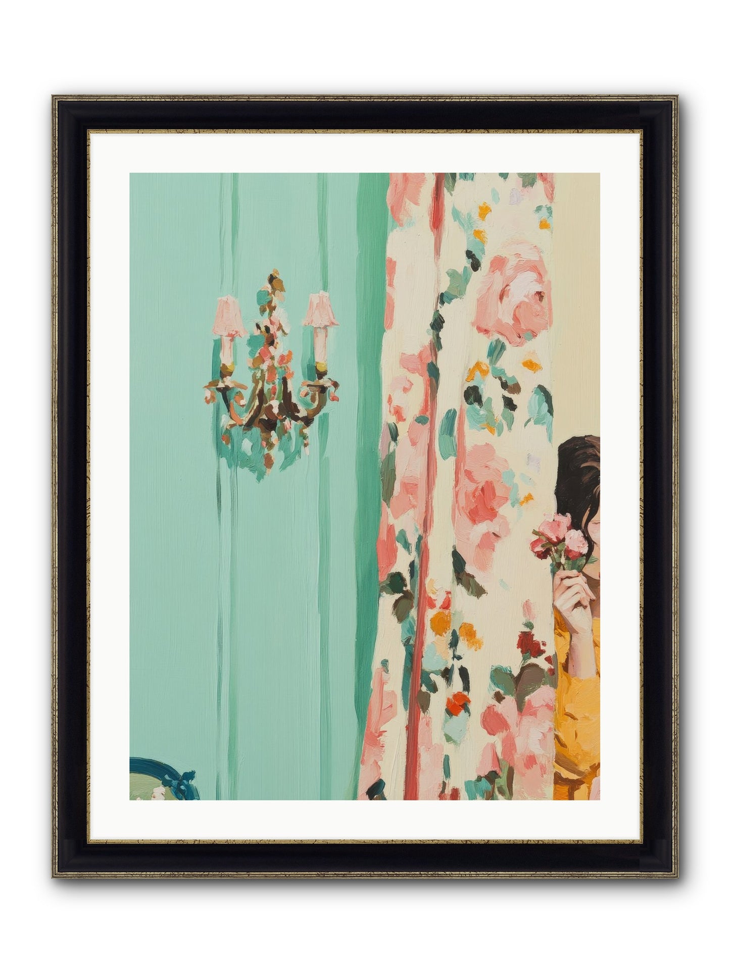 Lavinia Honeysuckle No.2 Framed Print - Black & Gold 24x32