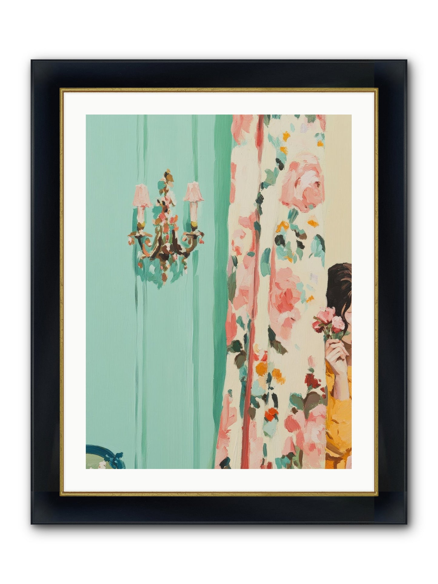 Lavinia Honeysuckle No.2 Framed Print - Wide Black w/Gold 24x32