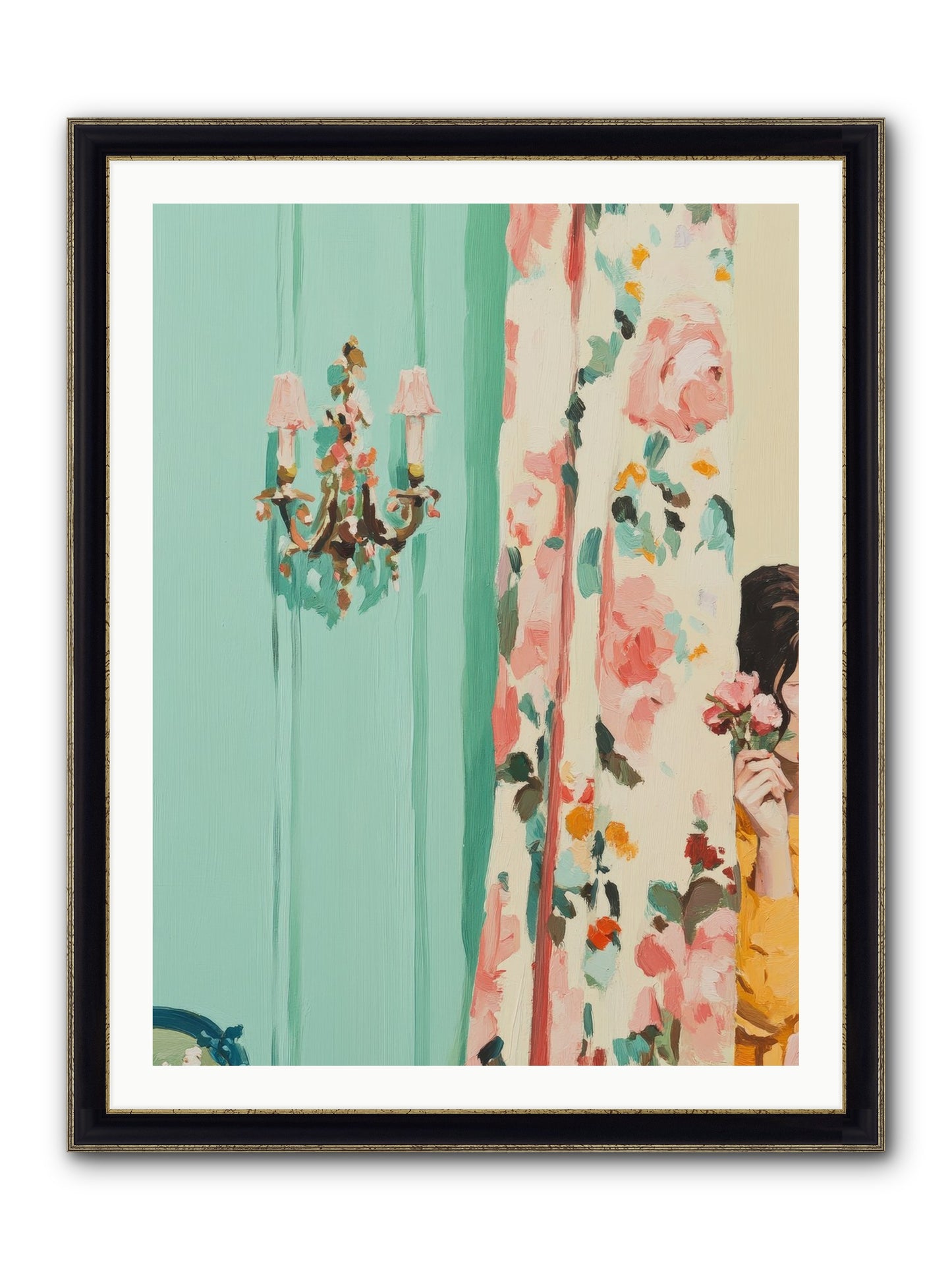 Lavinia Honeysuckle No.2 Framed Print - Black & Gold 30x40