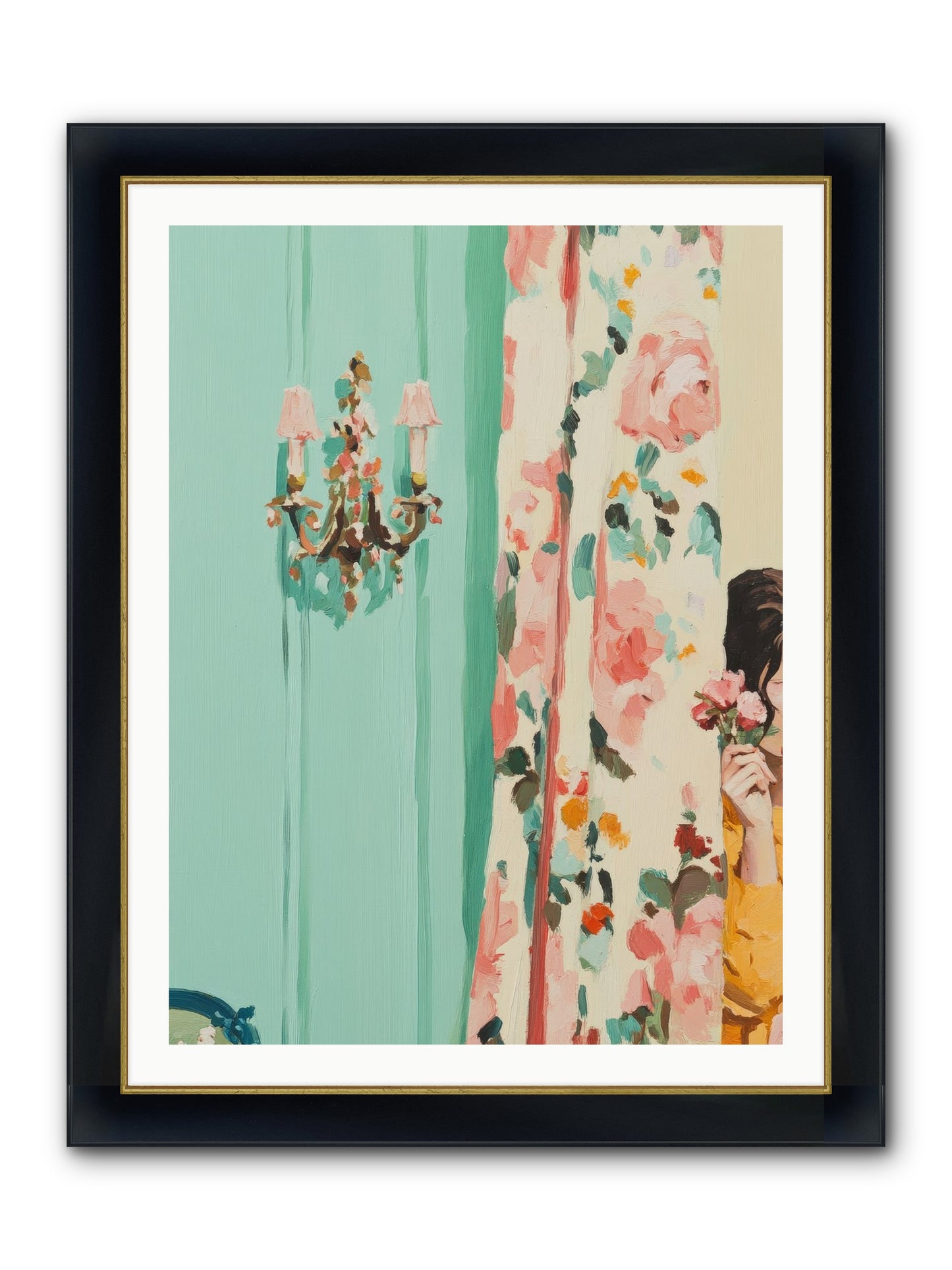 Lavinia Honeysuckle No.2 Framed Print - Wide Black w/Gold 30x40