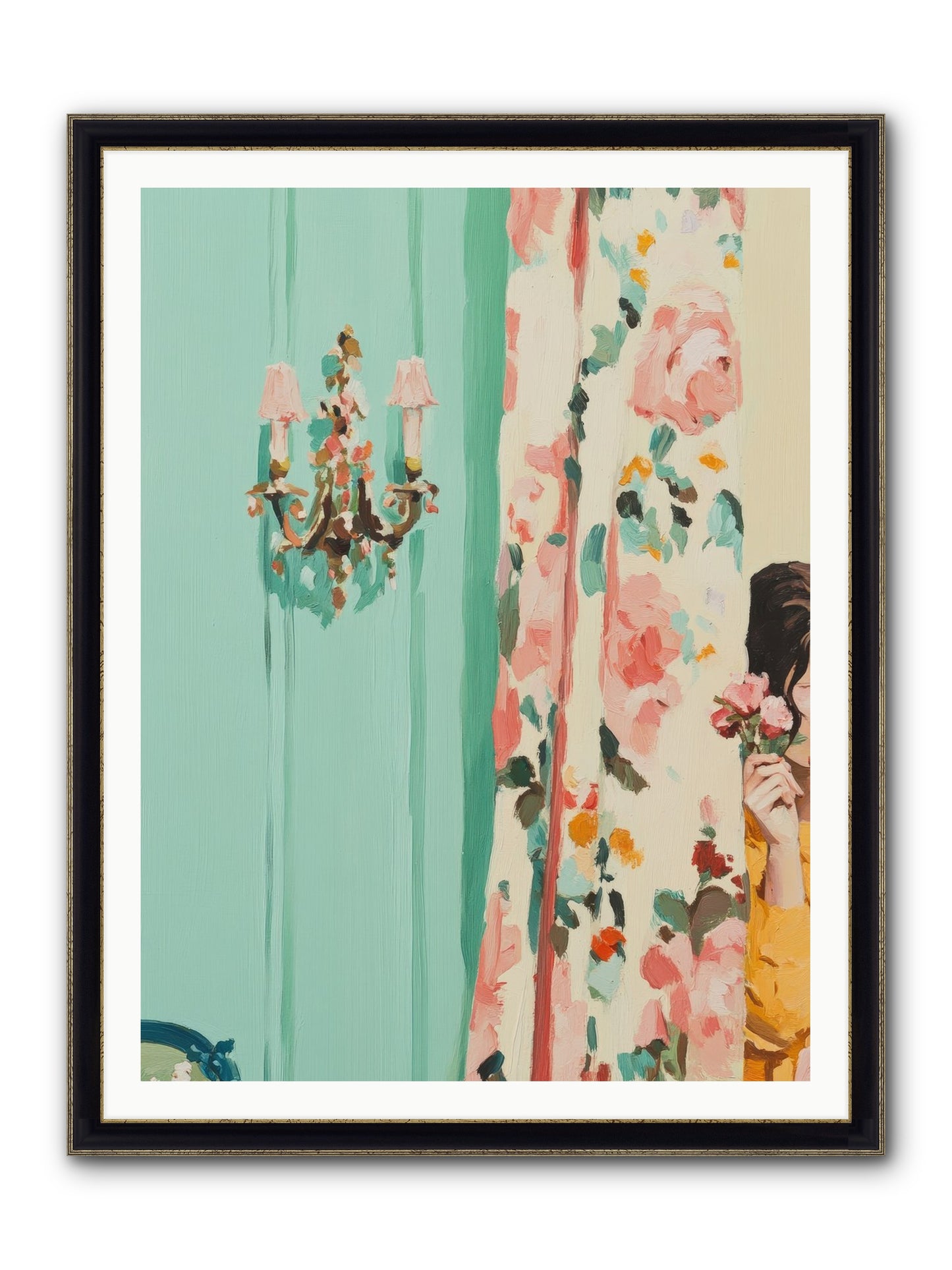 Lavinia Honeysuckle No.2 Framed Print - Black & Gold 36x48