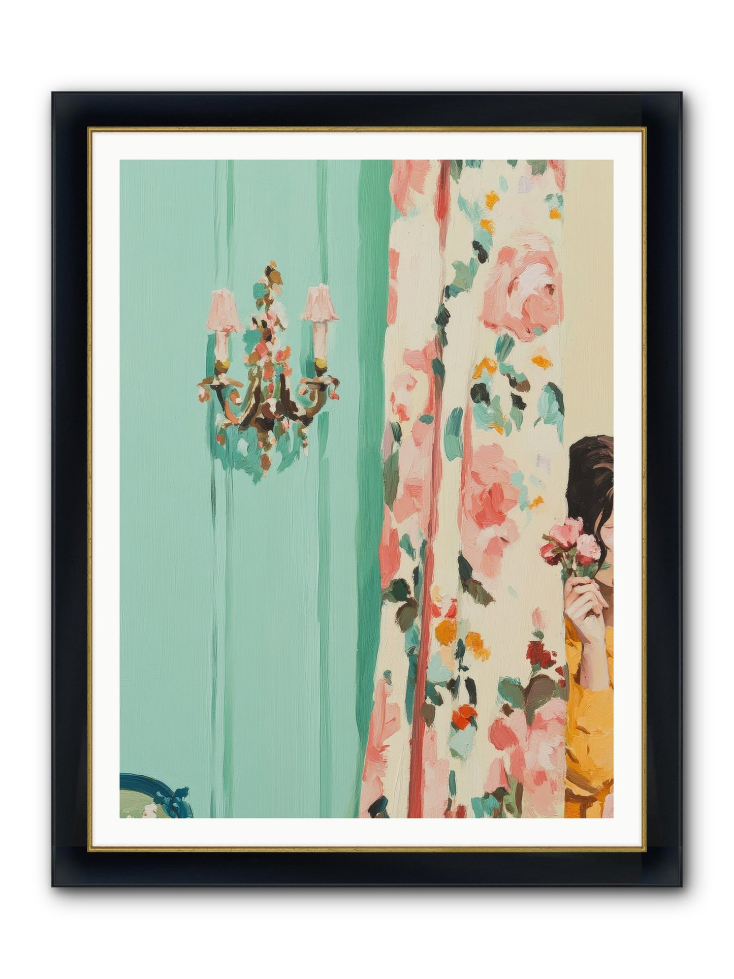 Lavinia Honeysuckle No.2 Framed Print - Wide Black w/Gold 36x48
