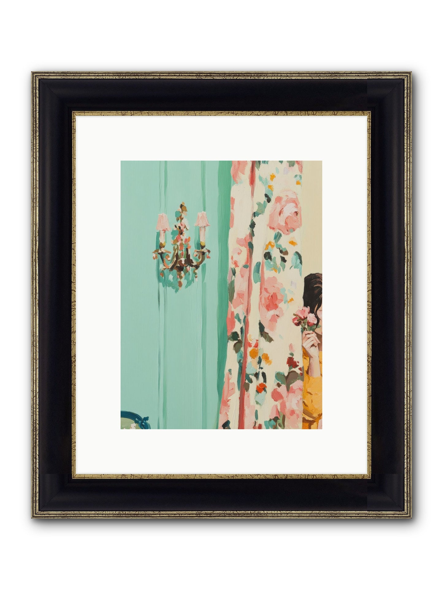 Lavinia Honeysuckle No.2 Framed Print - Black & Gold 9x12