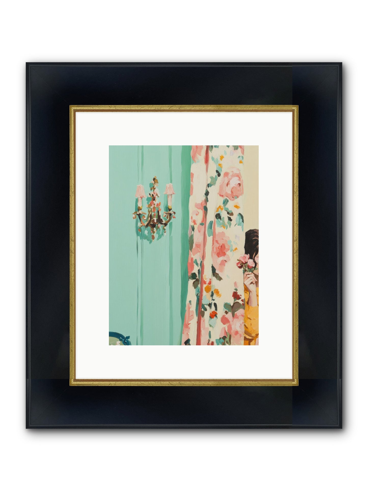 Lavinia Honeysuckle No.2 Framed Print - Wide Black w/Gold 9x12