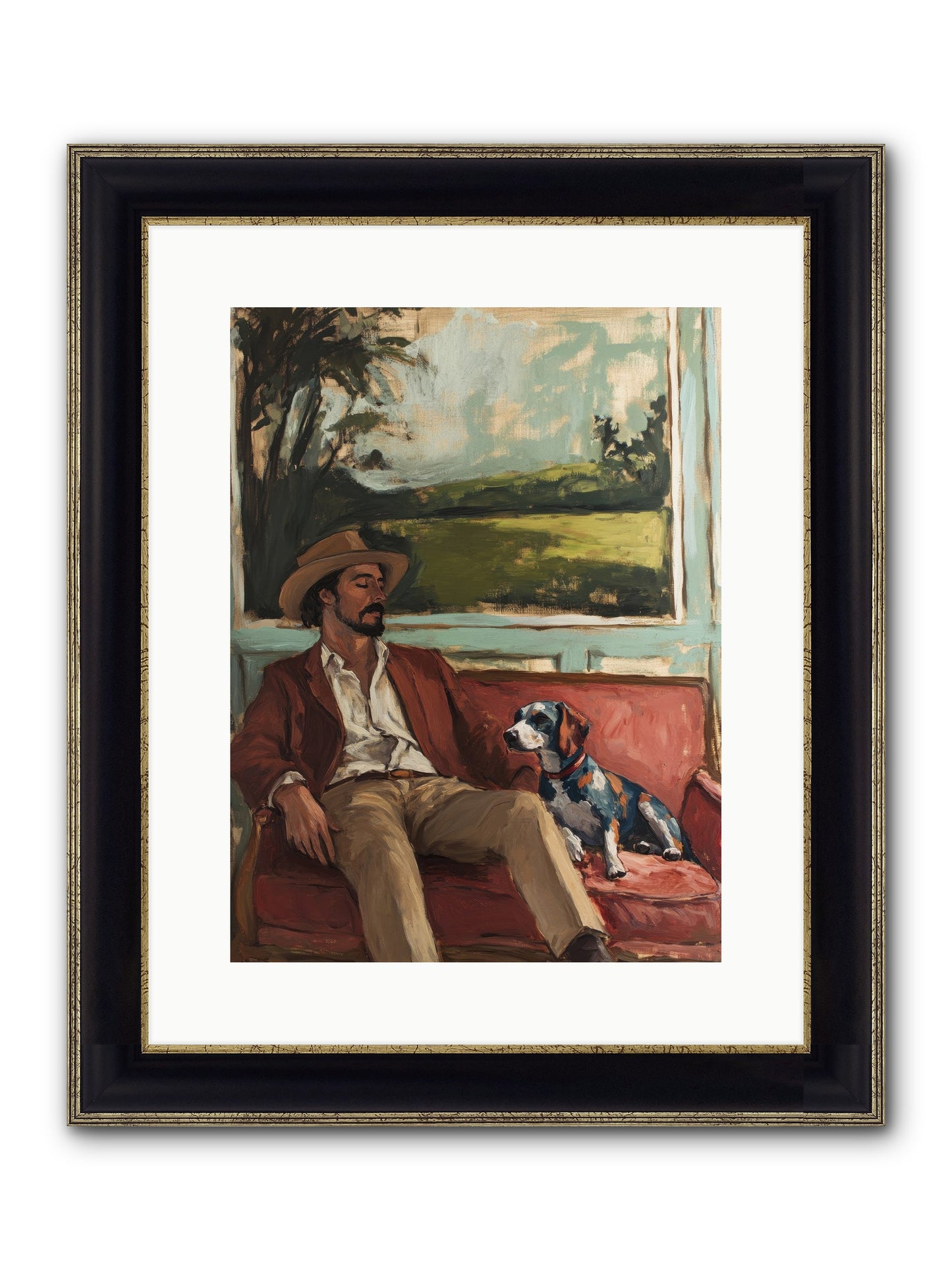 Lazy Day Contentment Framed Print - Black & Gold 12x16