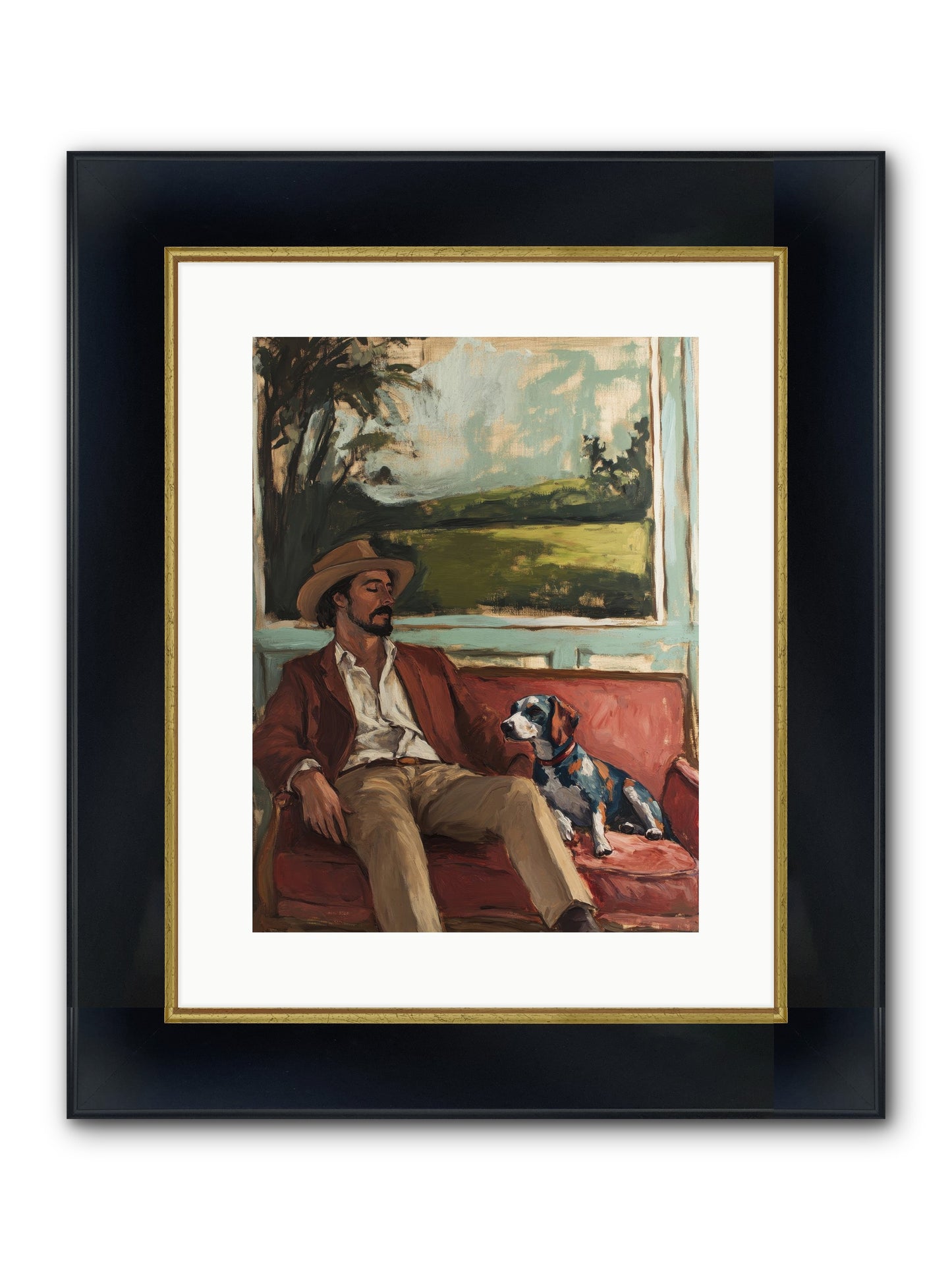 Lazy Day Contentment Framed Print - Wide Black w/Gold 12x16