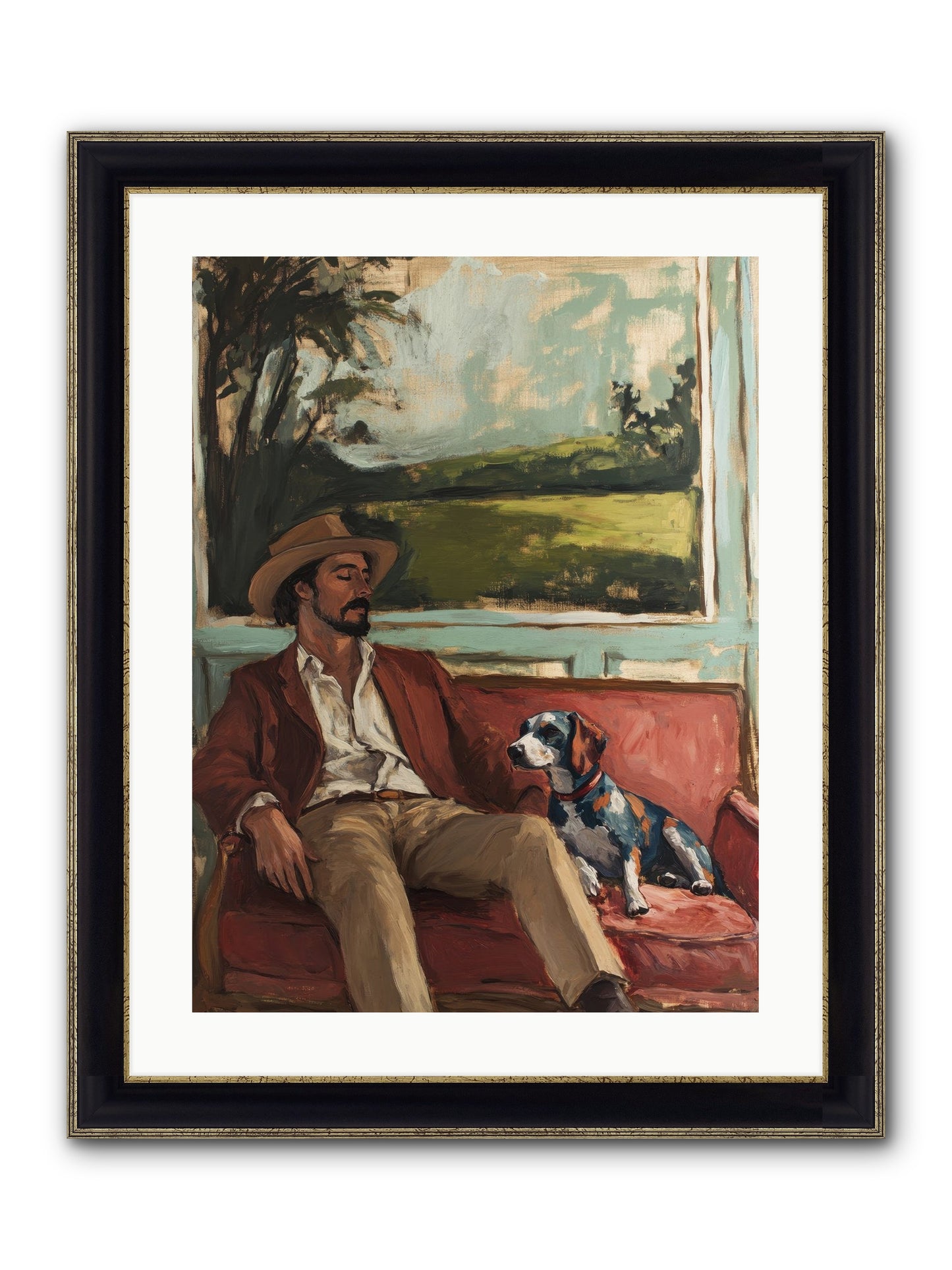 Lazy Day Contentment Framed Print - Black & Gold 18x24