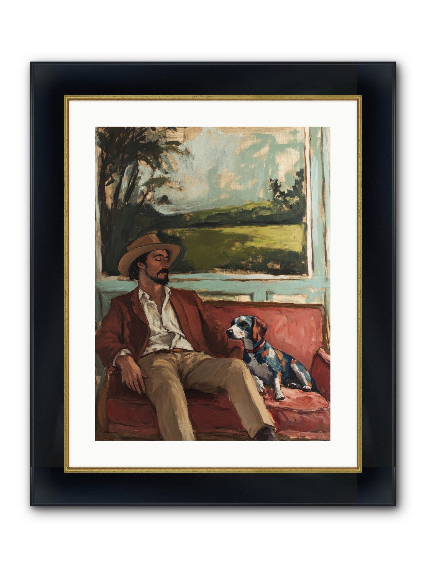 Lazy Day Contentment Framed Print - Wide Black w/Gold 18x24