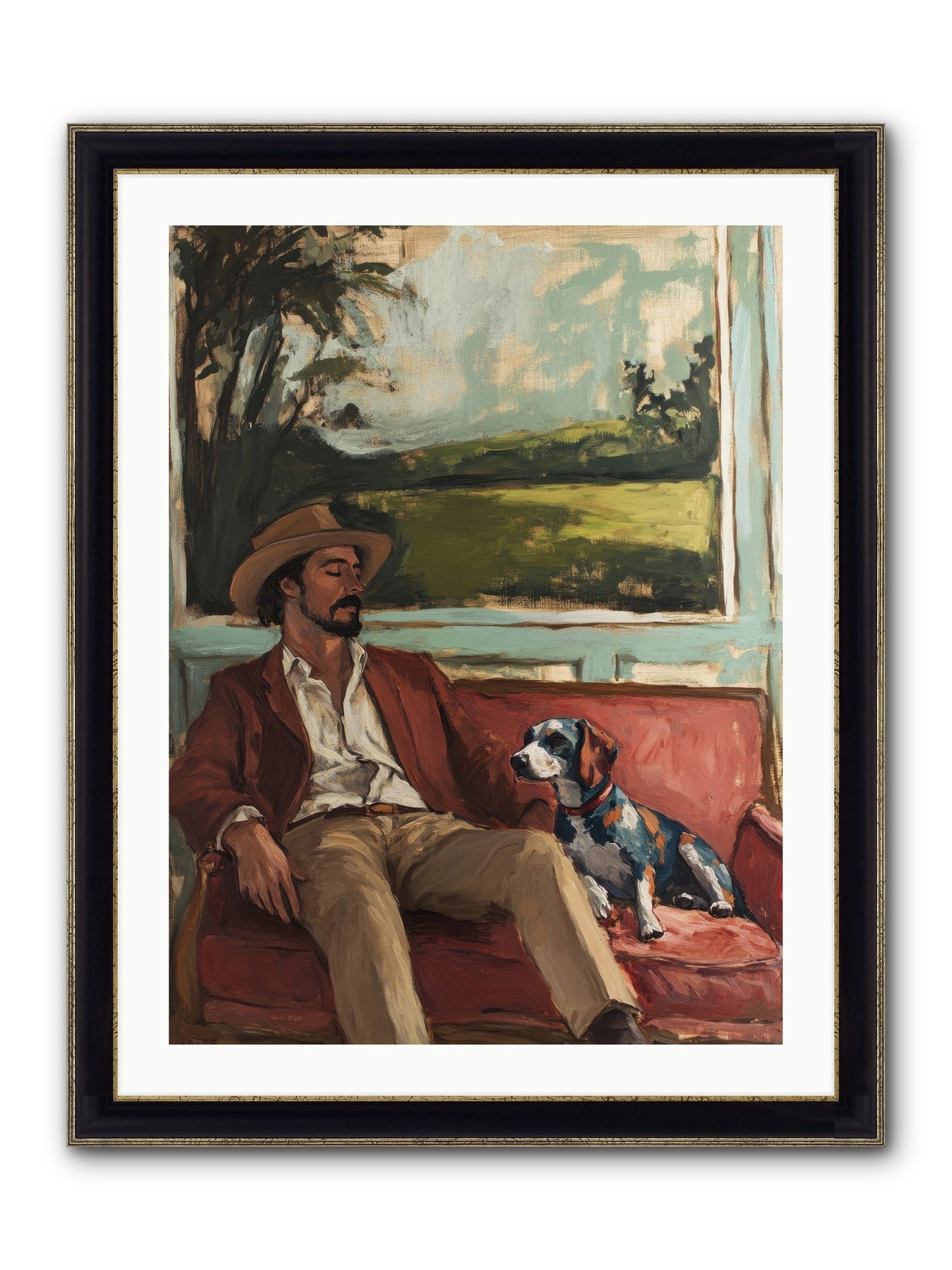Lazy Day Contentment Framed Print - Black & Gold 24x32