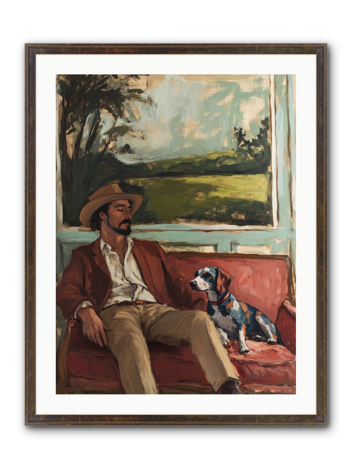 Lazy Day Contentment Framed Print - Slimwoods Black/Gold 24x32