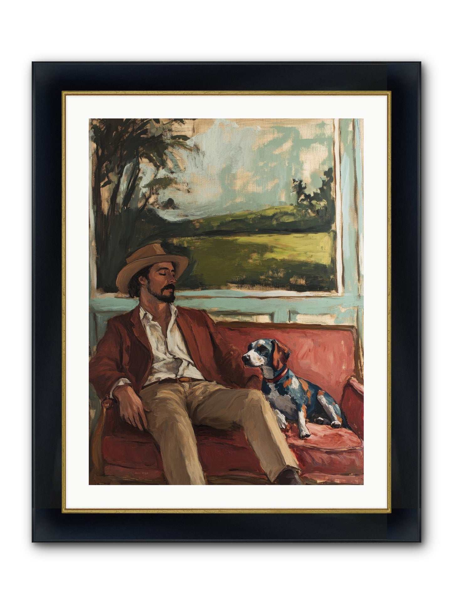 Lazy Day Contentment Framed Print - Wide Black w/Gold 24x32
