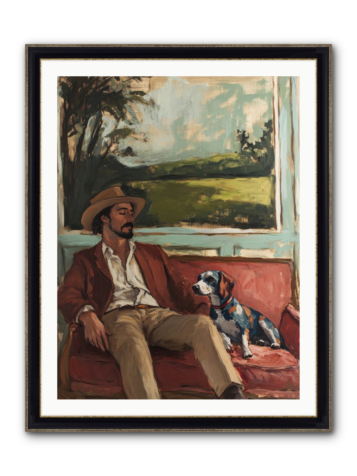 Lazy Day Contentment Framed Print - Black & Gold 30x40