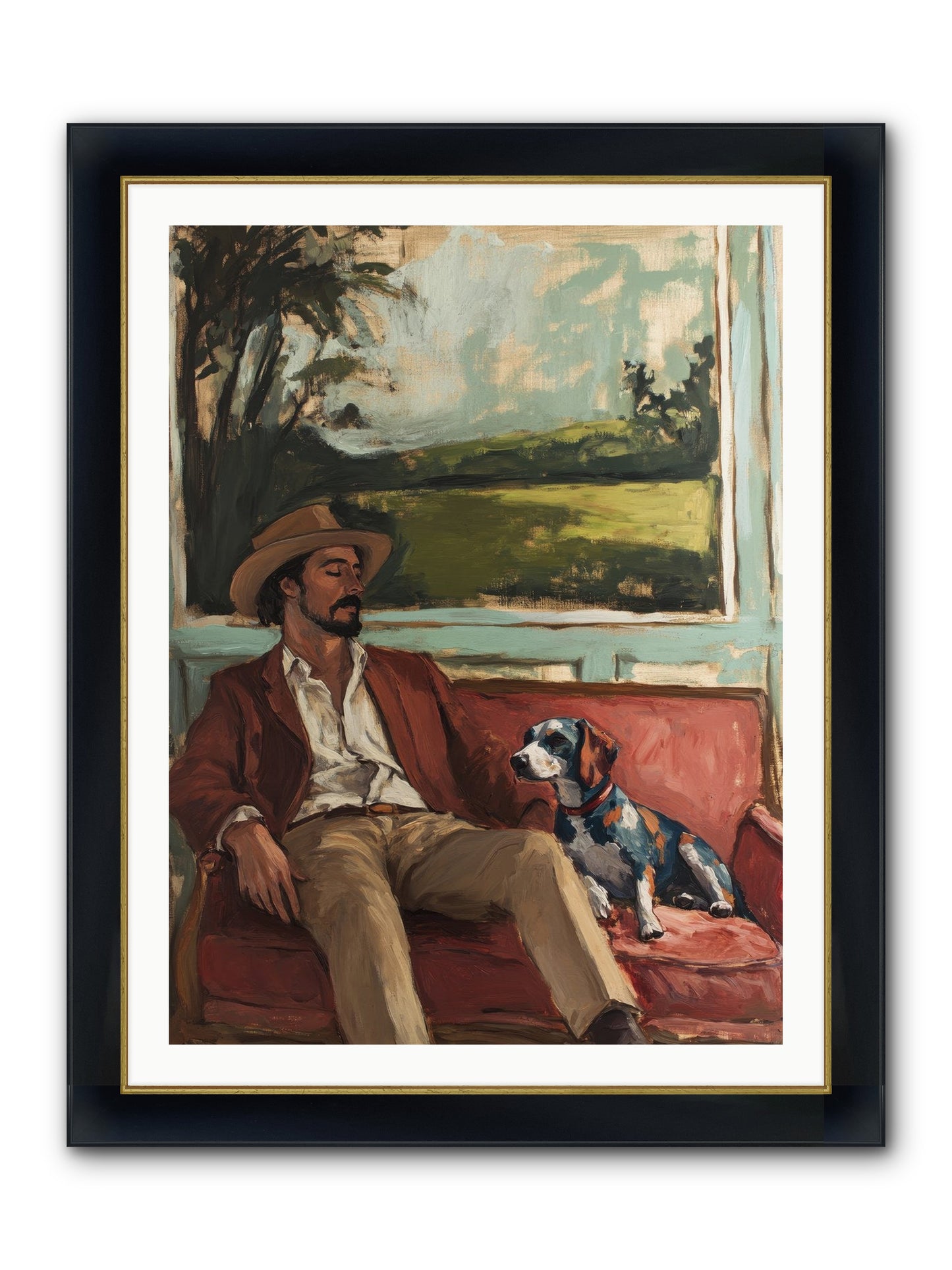 Lazy Day Contentment Framed Print - Wide Black w/Gold 30x40