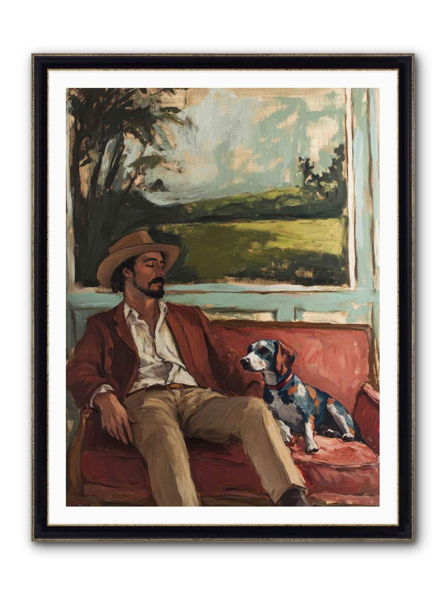 Lazy Day Contentment Framed Print - Black & Gold 36x48