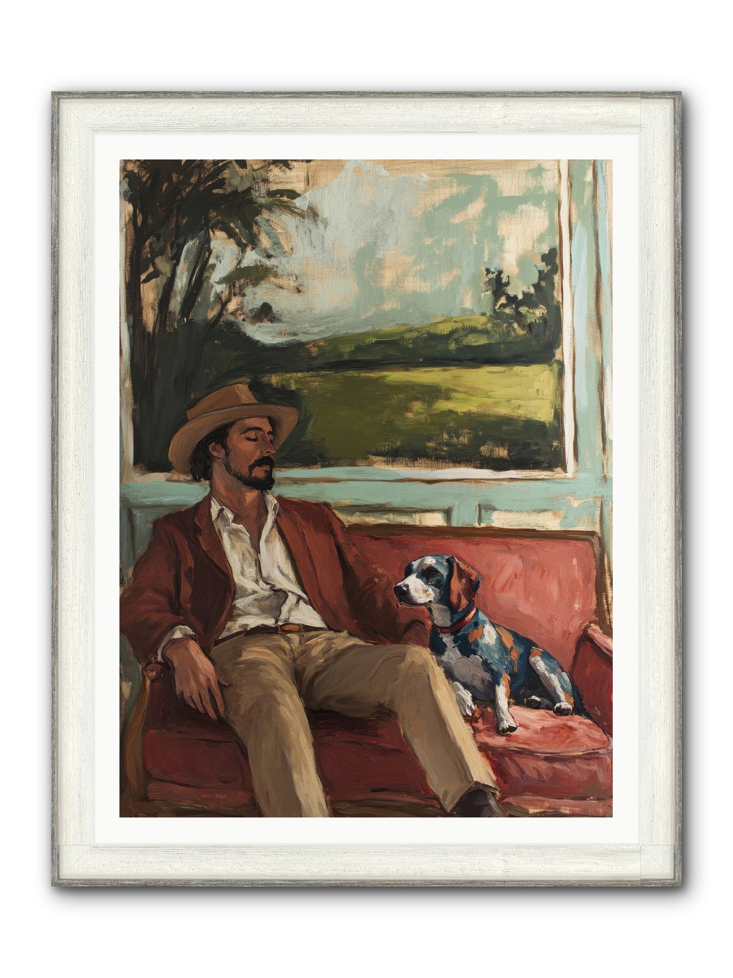 Lazy Day Contentment Framed Print - Driftwood White 36x48