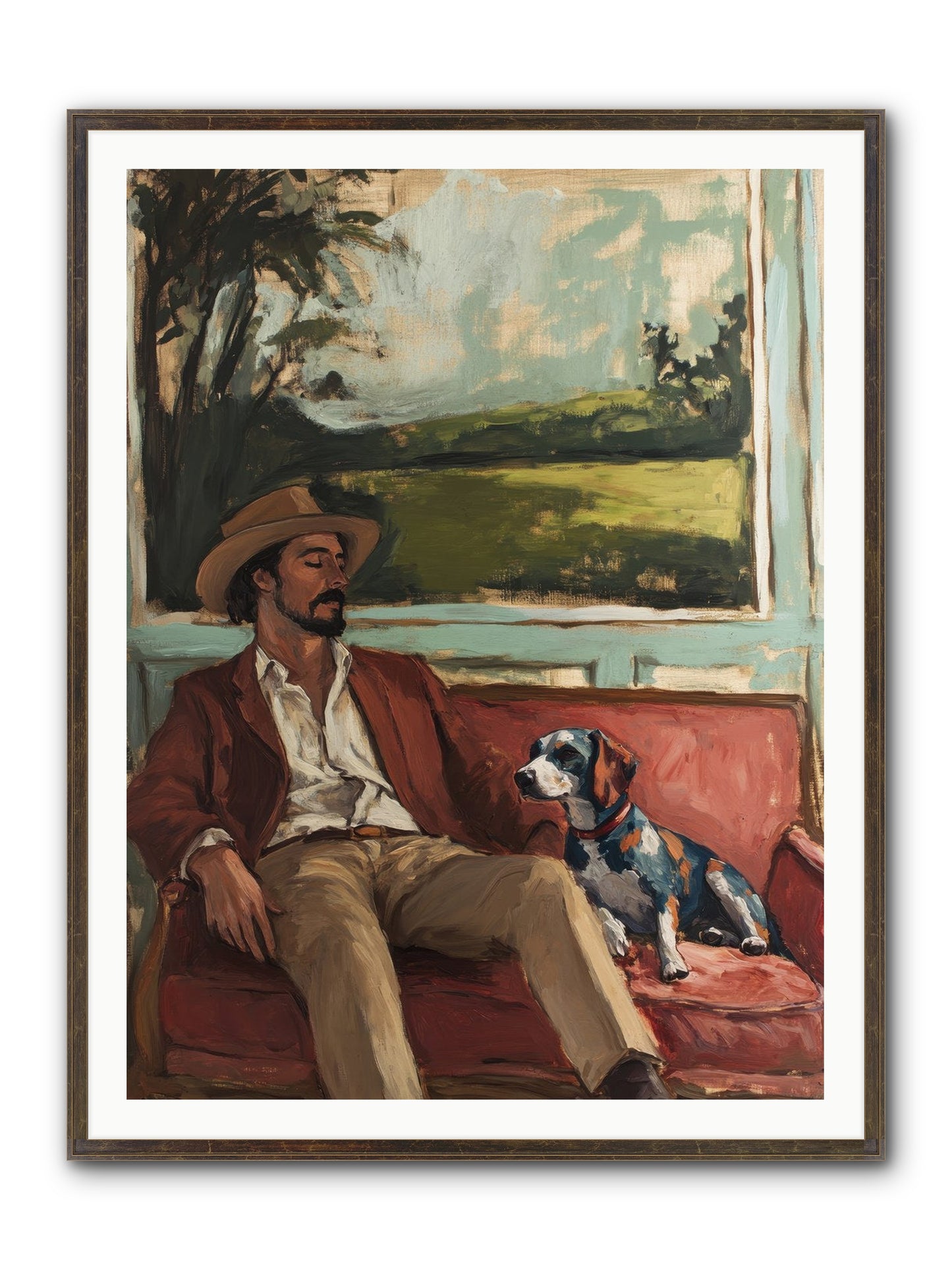 Lazy Day Contentment Framed Print - Slimwoods Black/Gold 36x48
