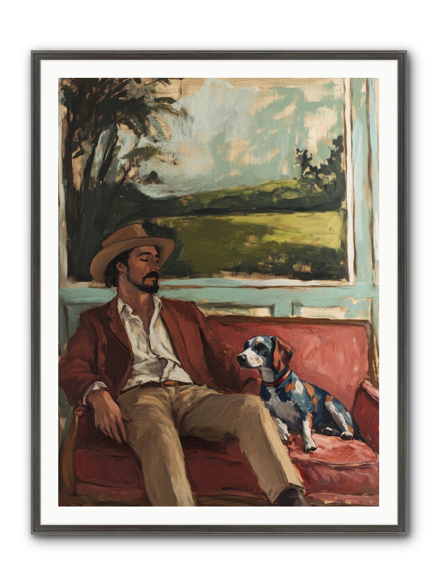 Lazy Day Contentment Framed Print - Slimwoods Black/Silver 36x48