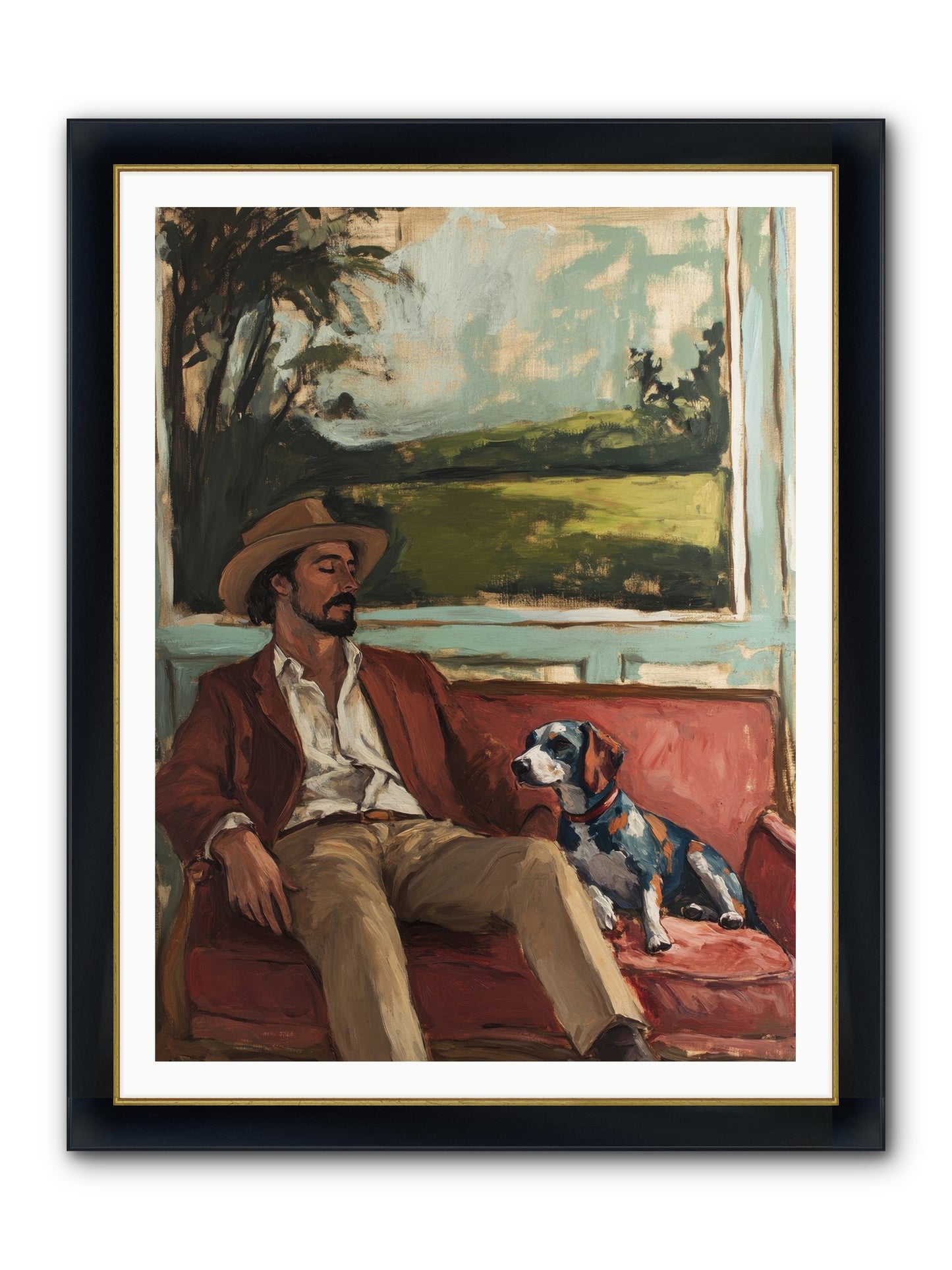 Lazy Day Contentment Framed Print - Wide Black w/Gold 36x48